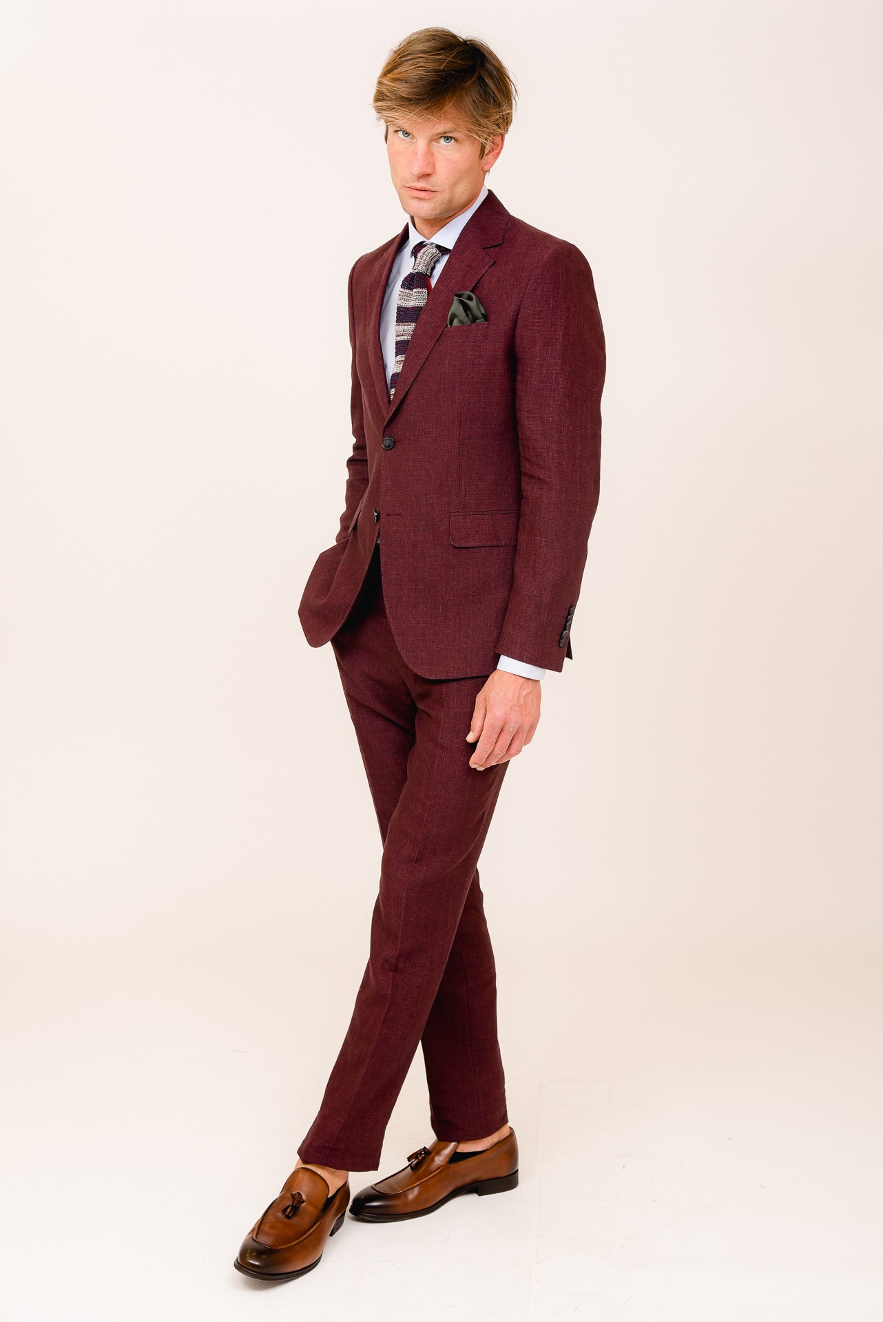 ΑΝΔΡΙΚΟ ΚΟΣΤΟΥΜΙ PORTOBELLO'S ΜΠΟΡΝΤΟ ΜΕ ΛΙΝΟ ΥΦΑΣΜΑ ΑΠΟ ΤΗΝ ANGELICO