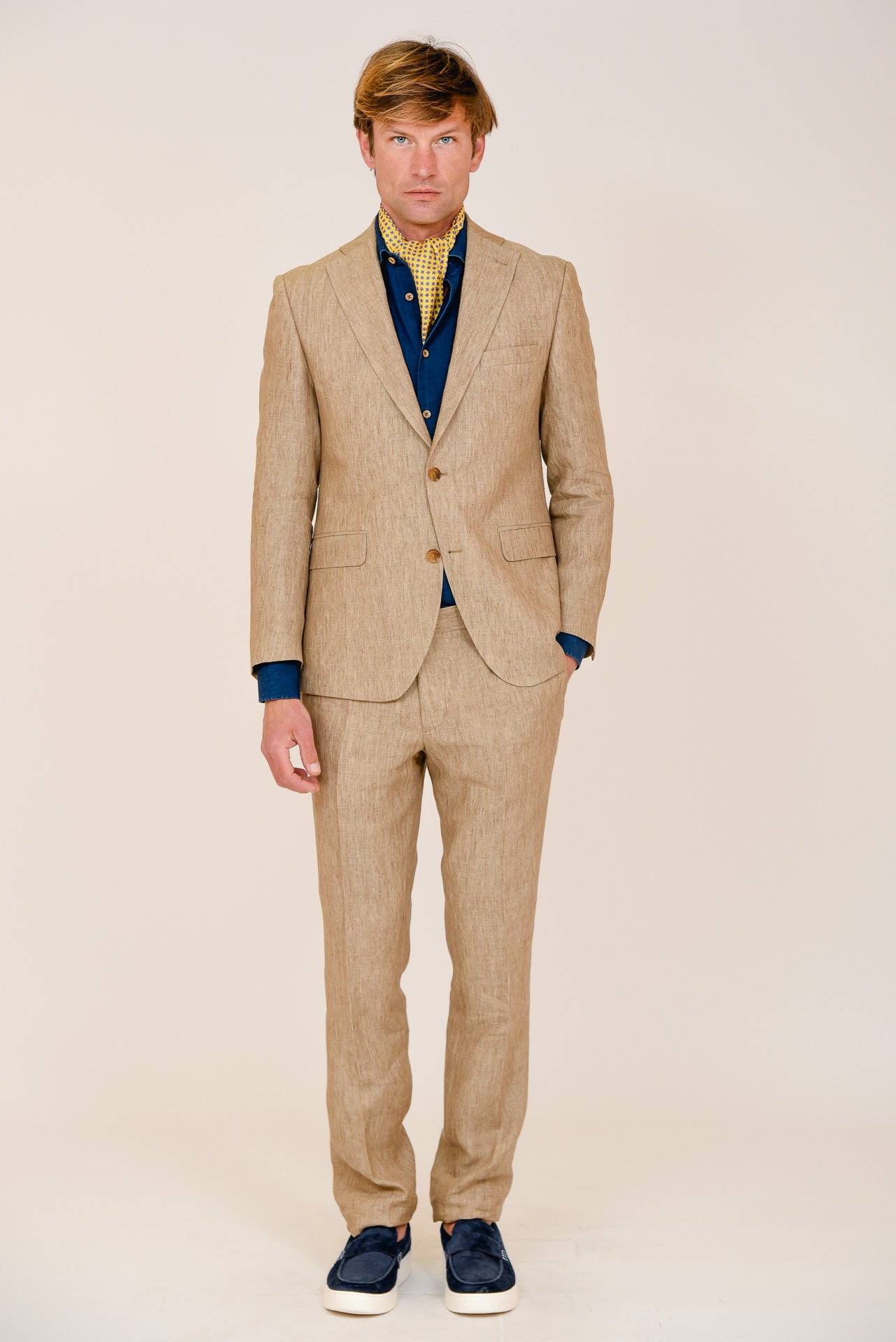 ΑΝΔΡΙΚΟ ΜΟΝΟΠΕΤΟ ΔΙΚΟΥΜΠΟ ΚΟΣΤΟΥΜΙ PORTOBELLO'S ΣΤΟ ΧΡΩΜΑ ΤΗΣ ΕΡΗΜΟΥ ΑΠΟ ΛΙΝΟ ΥΦΑΣΜΑ LEOMASTER