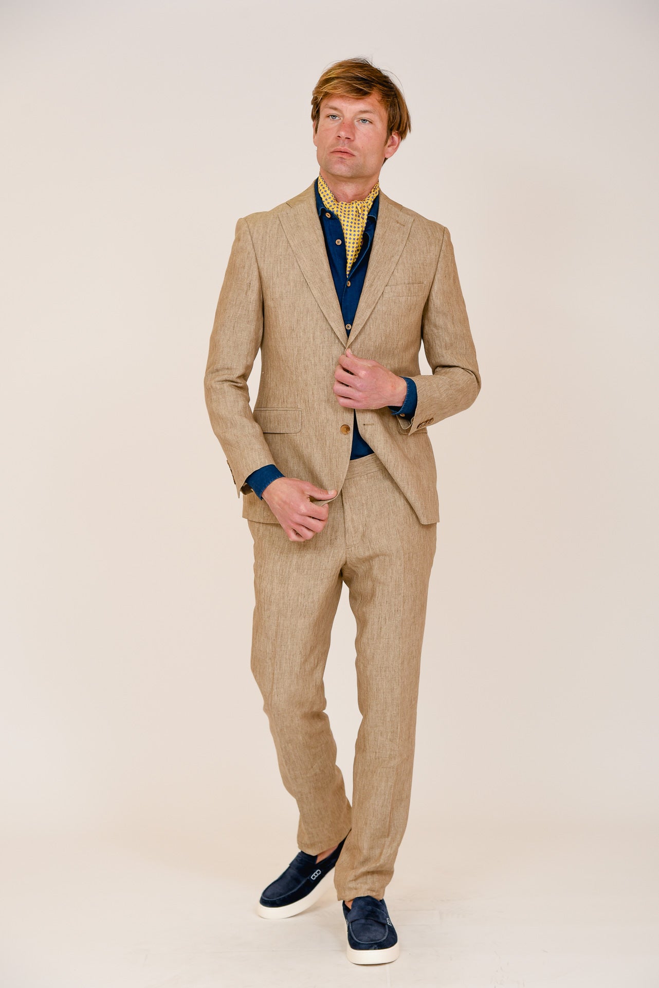 ΑΝΔΡΙΚΟ ΜΟΝΟΠΕΤΟ ΔΙΚΟΥΜΠΟ ΚΟΣΤΟΥΜΙ PORTOBELLO'S ΣΤΟ ΧΡΩΜΑ ΤΗΣ ΕΡΗΜΟΥ ΑΠΟ ΛΙΝΟ ΥΦΑΣΜΑ LEOMASTER