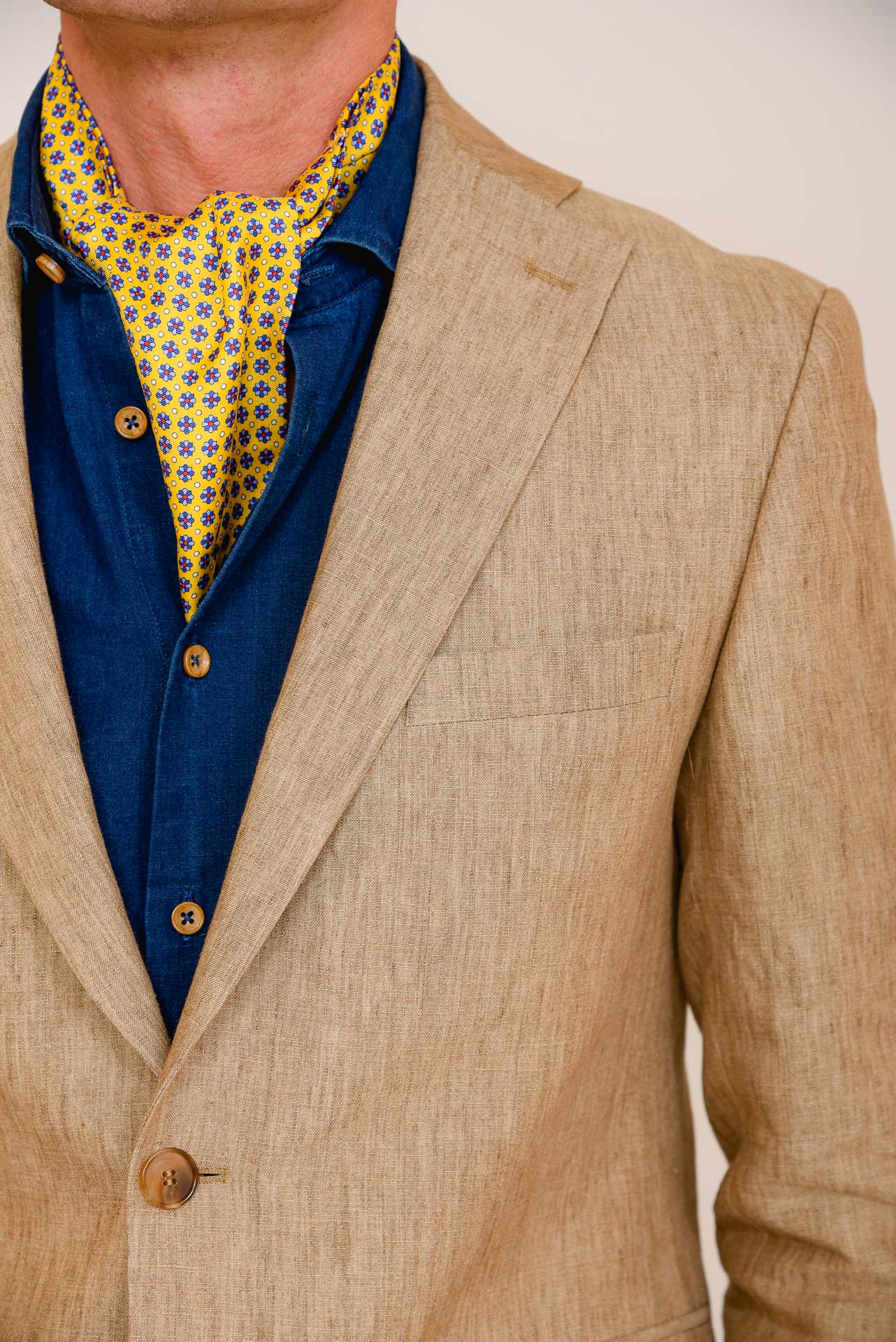 ΑΝΔΡΙΚΟ ΜΟΝΟΠΕΤΟ ΔΙΚΟΥΜΠΟ ΚΟΣΤΟΥΜΙ PORTOBELLO'S ΣΤΟ ΧΡΩΜΑ ΤΗΣ ΕΡΗΜΟΥ ΑΠΟ ΛΙΝΟ ΥΦΑΣΜΑ LEOMASTER