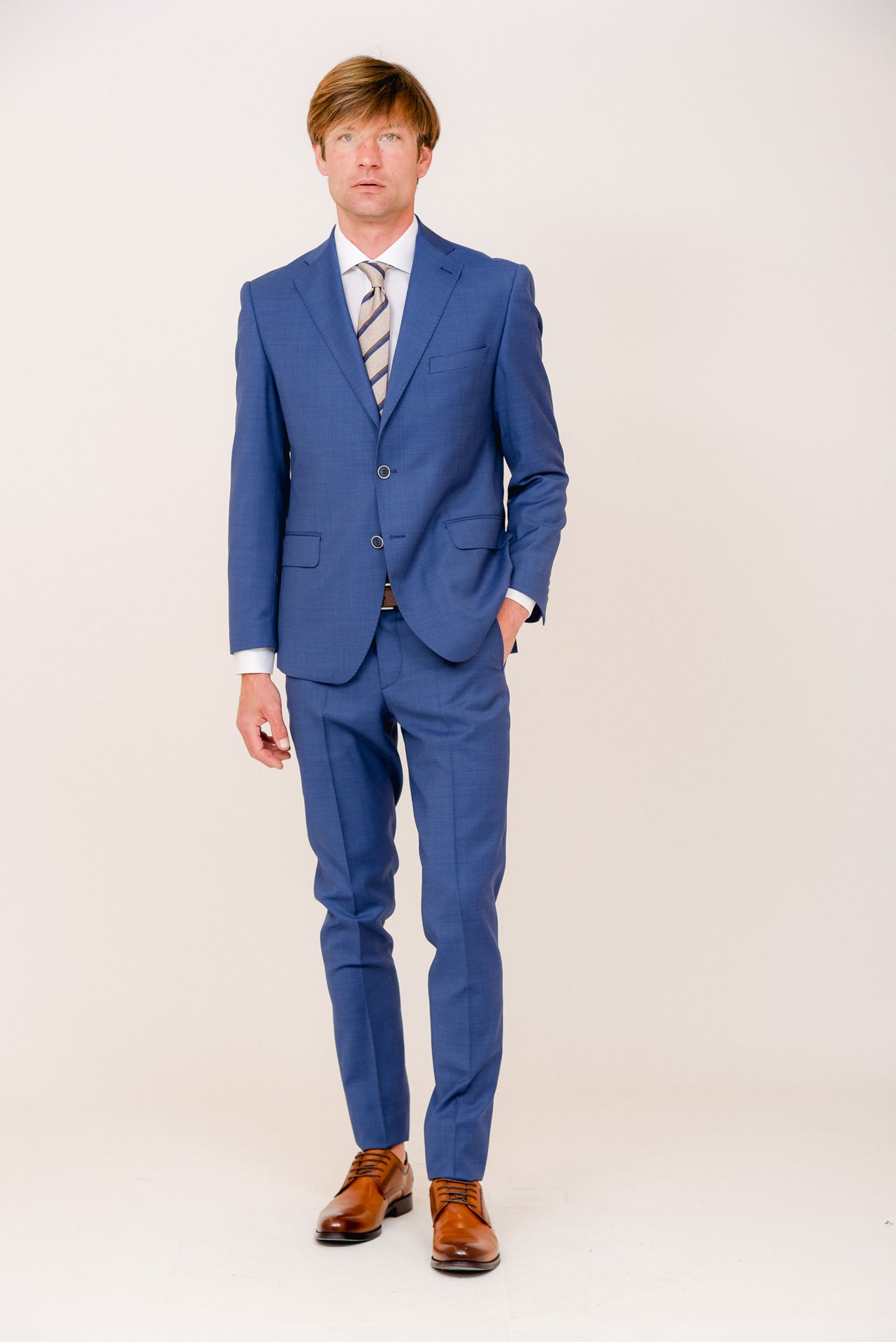 ΑΝΔΡΙΚΟ ΚΟΣΤΟΥΜΙ PORTOBELLO'S ΣΕ ΜΠΛΕ RAF ΑΠΟΧΡΩΣΗ ΜΕ ΥΦΑΣΜΑ ZIGNONE S120'S SLIM FIT