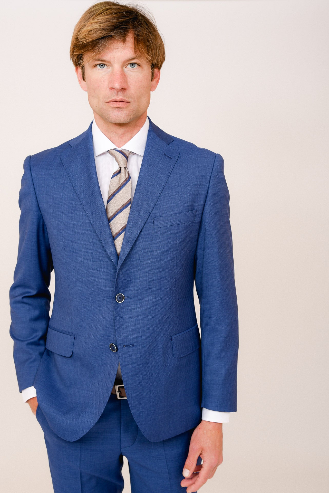 ΑΝΔΡΙΚΟ ΚΟΣΤΟΥΜΙ PORTOBELLO'S ΣΕ ΜΠΛΕ RAF ΑΠΟΧΡΩΣΗ ΜΕ ΥΦΑΣΜΑ ZIGNONE S120'S SLIM FIT