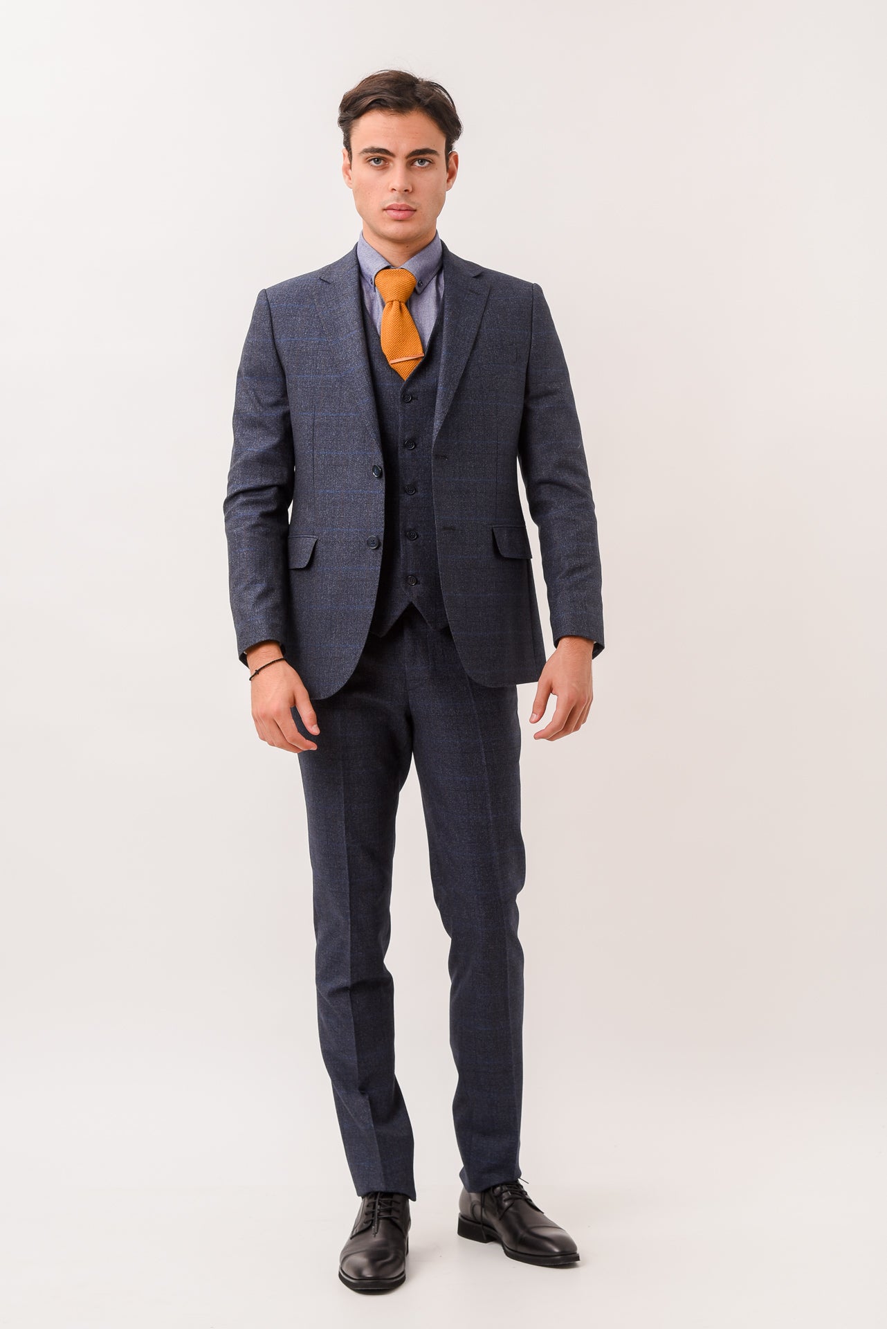 ΑΝΔΡΙΚΟ ΜΟΝΟΠΕΤΟ ΔΙΚΟΥΜΠΟ ΚΟΣΤΟΥΜΙ PORTOBELLO'S ΜΕ ΚΑΡΟ ΣΧΕΔΙΟ ΣΕ ΜΠΛΕ ΧΡΩΜΑ SLIM FIT