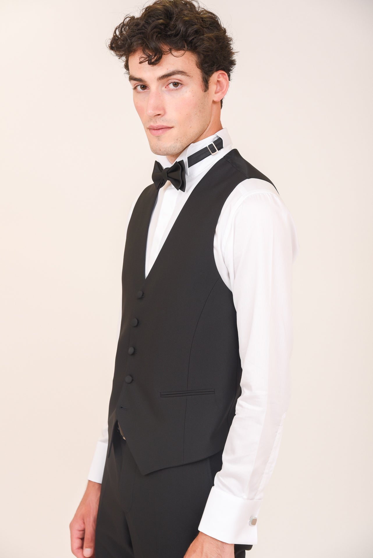 ΑΝΔΡΙΚΟ THREE-PIECES ΔΙΚΟΥΜΠΟ ΜΑΥΡΟ TUXEDO ΜΕ ΣΑΤΕΝ PEAK ΠΕΤΑ PORTOBELLO'S