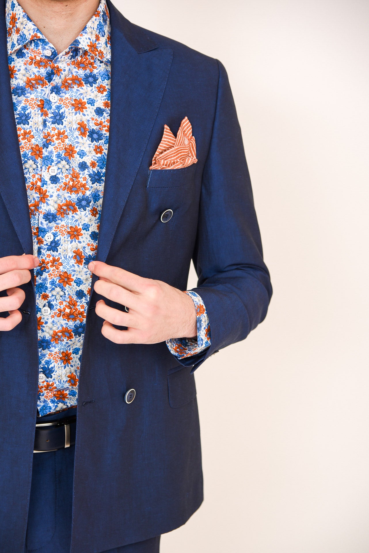 ΑΝΔΡΙΚΟ ΣΤΑΥΡΩΤΟ ΚΟΣΤΟΥΜΙ PORTOBELLO'S ΜΠΛΕ ΑΝΟΙΧΤΟ ΜΕ PEAK ΠΕΤΑ