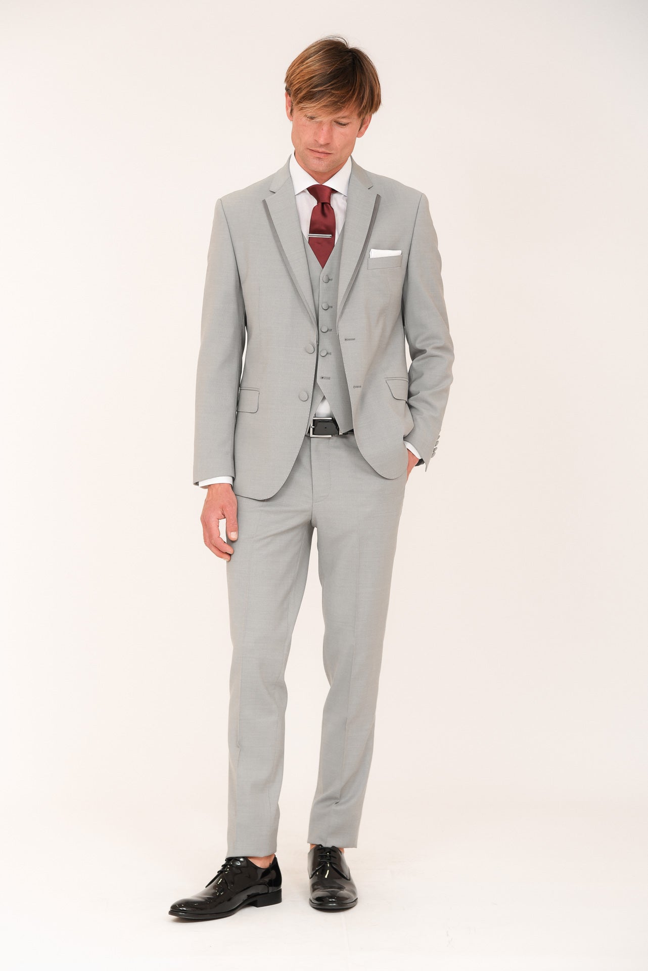 ΑΝΔΡΙΚΟ THREE-PIECE ΜΟΝΟΠΕΤΟ ΔΙΚΟΥΜΠΟ ΚΟΣΤΟΥΜΙ ΣΕ LIGHT ΓΚΡΙ ΧΡΩΜΑ PORTOBELLO'S