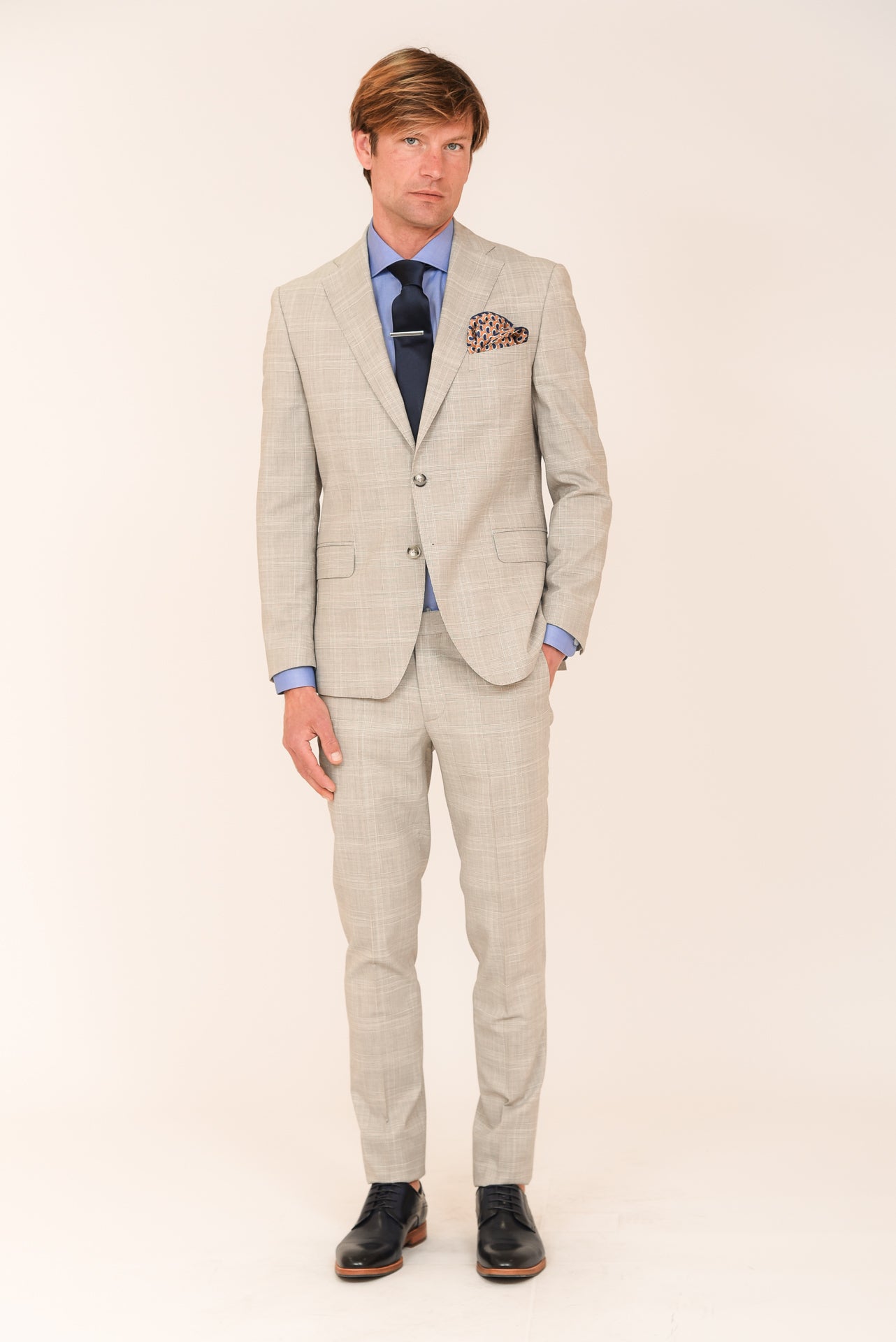 ΑΝΔΡΙΚΟ ΚΟΣΤΟΥΜΙ PORTOBELLO'S ΜΠΕΖ ΣΚΟΥΡΟ ΣΕ PRINCE OF WALLES ΣΧΕΔΙΟ