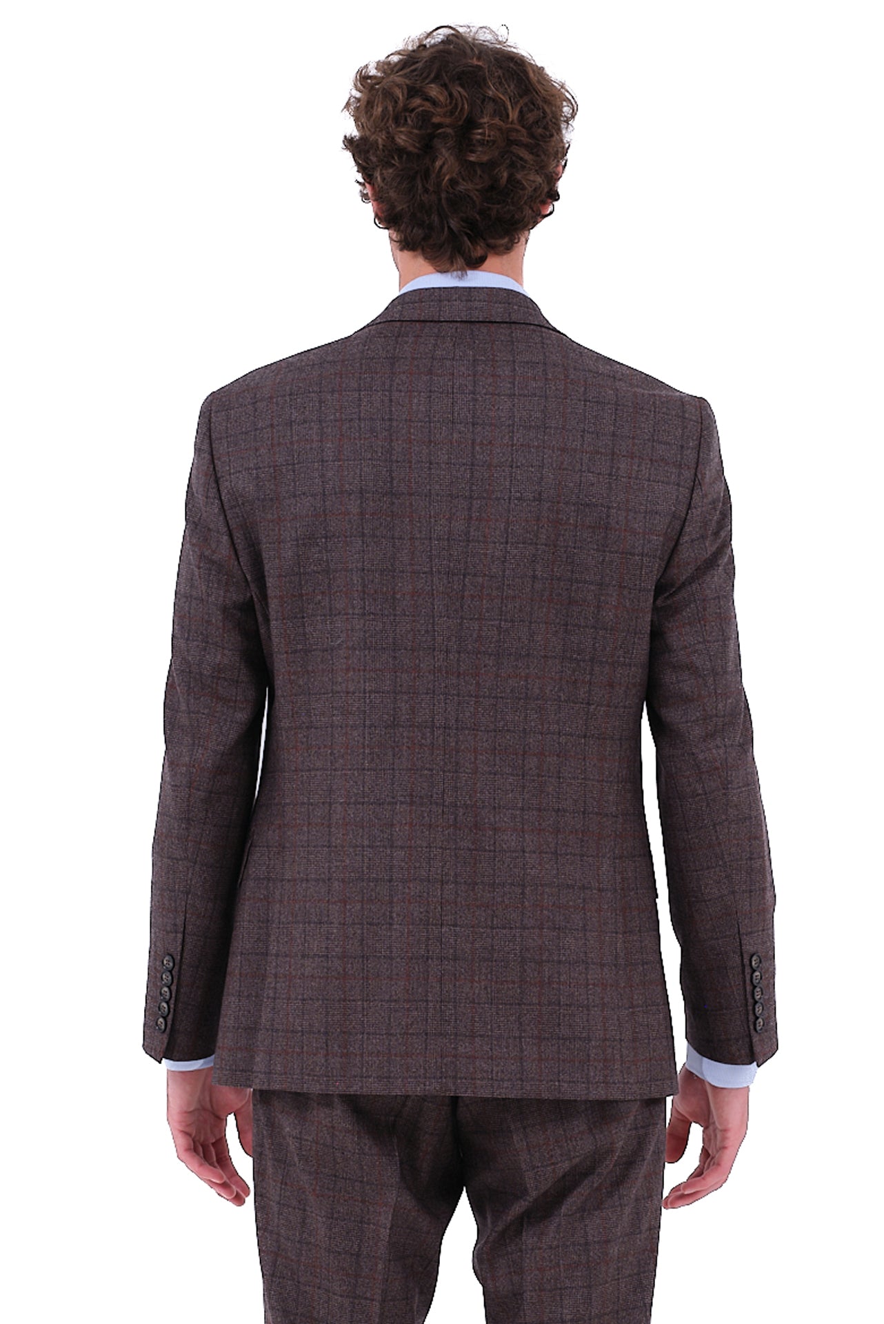 ΑΝΔΡΙΚΟ ΚΑΡΟ ΚΑΦΕ ΚΟΣΤΟΥΜΙ ΜΕ ΜΠΛΕ ΛΕΠΤΟΜΕΡΕΙΕΣ PORTOBELLO'S ΥΦΑΣΜΑ ZIGNONE SLIM FIT