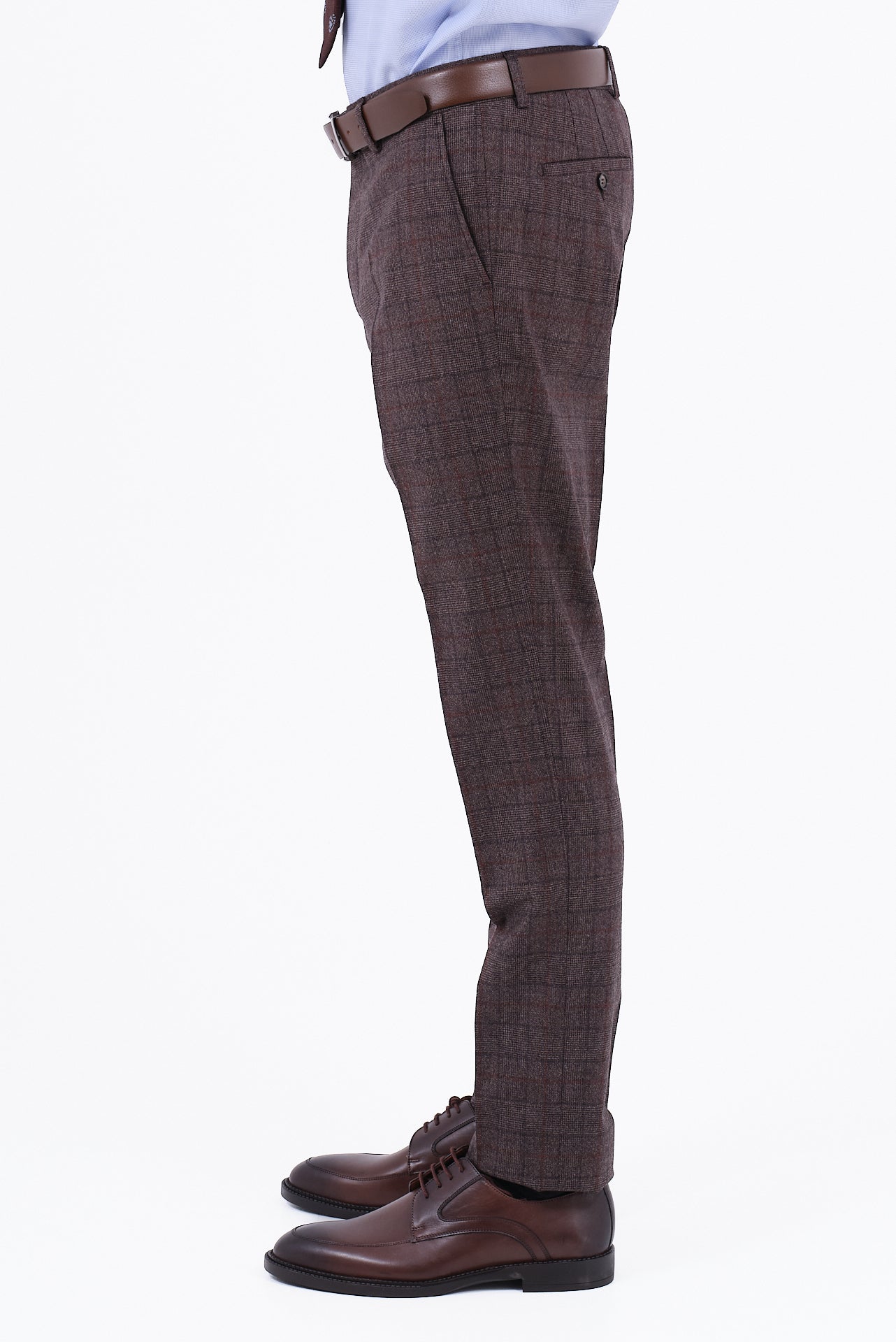 ΑΝΔΡΙΚΟ ΚΑΡΟ ΚΑΦΕ ΚΟΣΤΟΥΜΙ ΜΕ ΜΠΛΕ ΛΕΠΤΟΜΕΡΕΙΕΣ PORTOBELLO'S ΥΦΑΣΜΑ ZIGNONE SLIM FIT