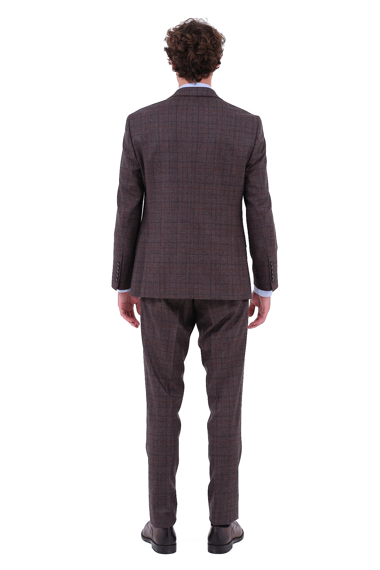 ΑΝΔΡΙΚΟ ΚΑΡΟ ΚΑΦΕ ΚΟΣΤΟΥΜΙ ΜΕ ΜΠΛΕ ΛΕΠΤΟΜΕΡΕΙΕΣ PORTOBELLO'S ΥΦΑΣΜΑ ZIGNONE SLIM FIT