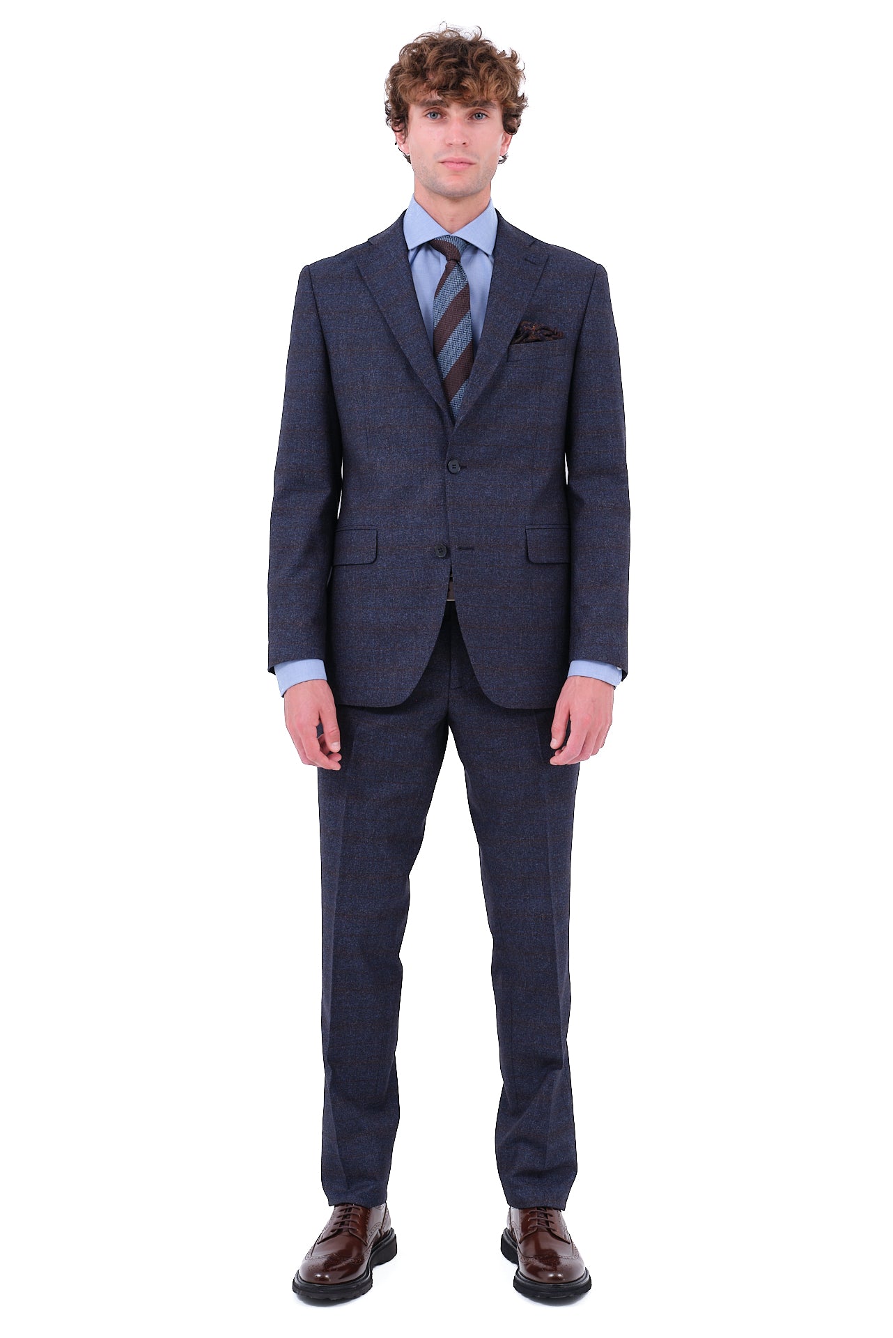 ΑΝΔΡΙΚΟ ΜΠΛΕ ΚΟΣΤΟΥΜΙ PORTOBELLO'S ΜΕ ΚΑΦΕ WINDOWPANE REGULAR FIT