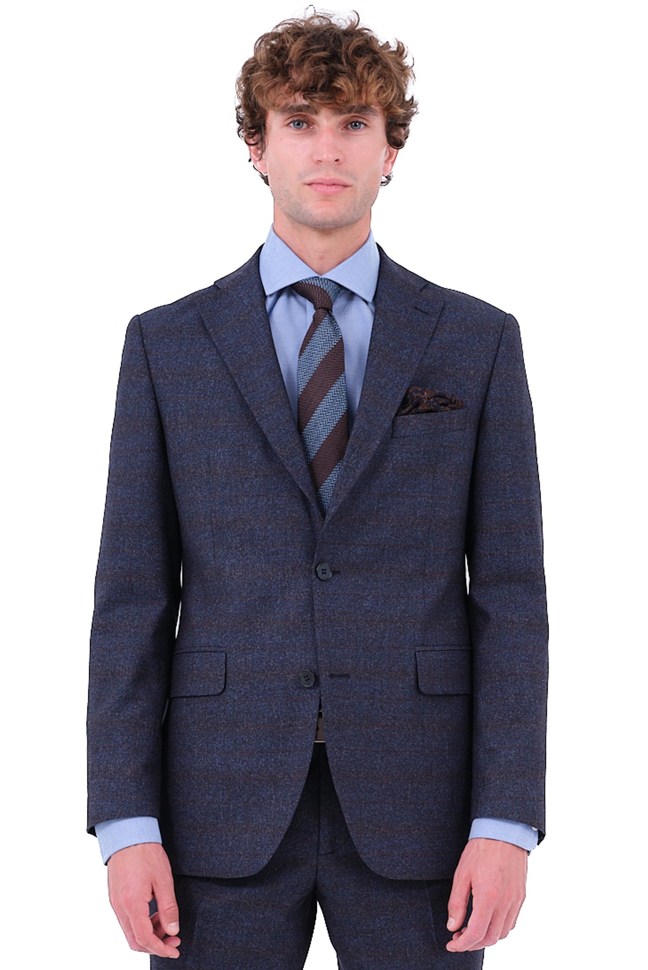 ΑΝΔΡΙΚΟ ΜΠΛΕ ΚΟΣΤΟΥΜΙ PORTOBELLO'S ΜΕ ΚΑΦΕ WINDOWPANE REGULAR FIT