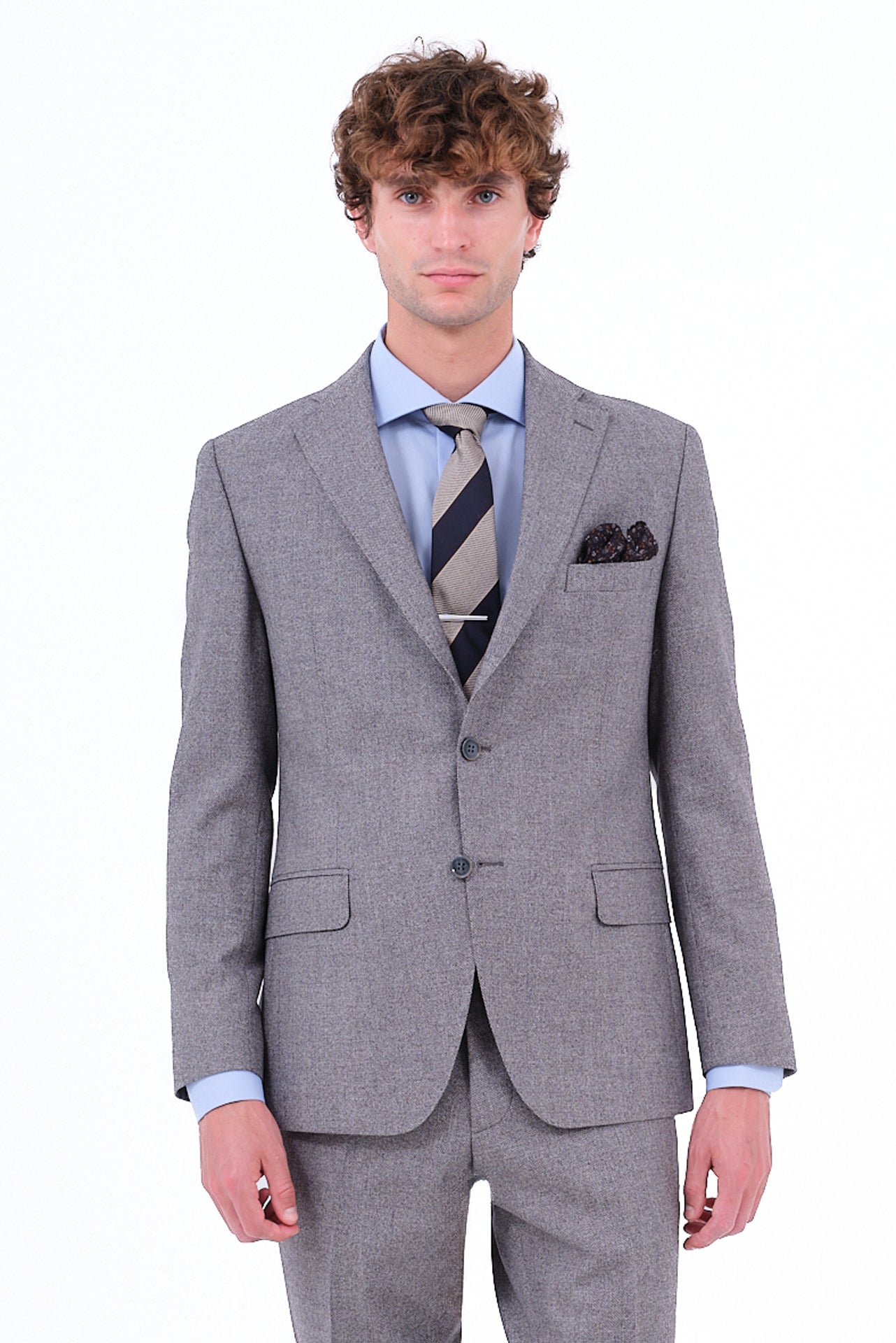 ΑΝΔΡΙΚΟ ΓΚΡΙ ΜΟΝΟΧΡΩΜΟ ΚΟΣΤΟΥΜΙ PORTOBELLO'S ΣΕ GUABELLO ΥΦΑΣΜΑ SLIM FIT