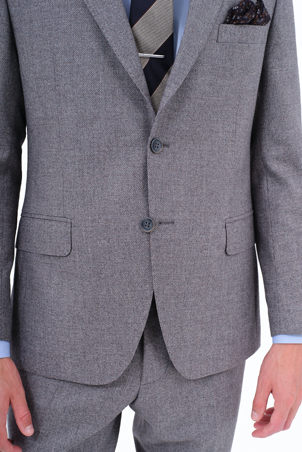 ΑΝΔΡΙΚΟ ΓΚΡΙ ΜΟΝΟΧΡΩΜΟ ΚΟΣΤΟΥΜΙ PORTOBELLO'S ΣΕ GUABELLO ΥΦΑΣΜΑ SLIM FIT