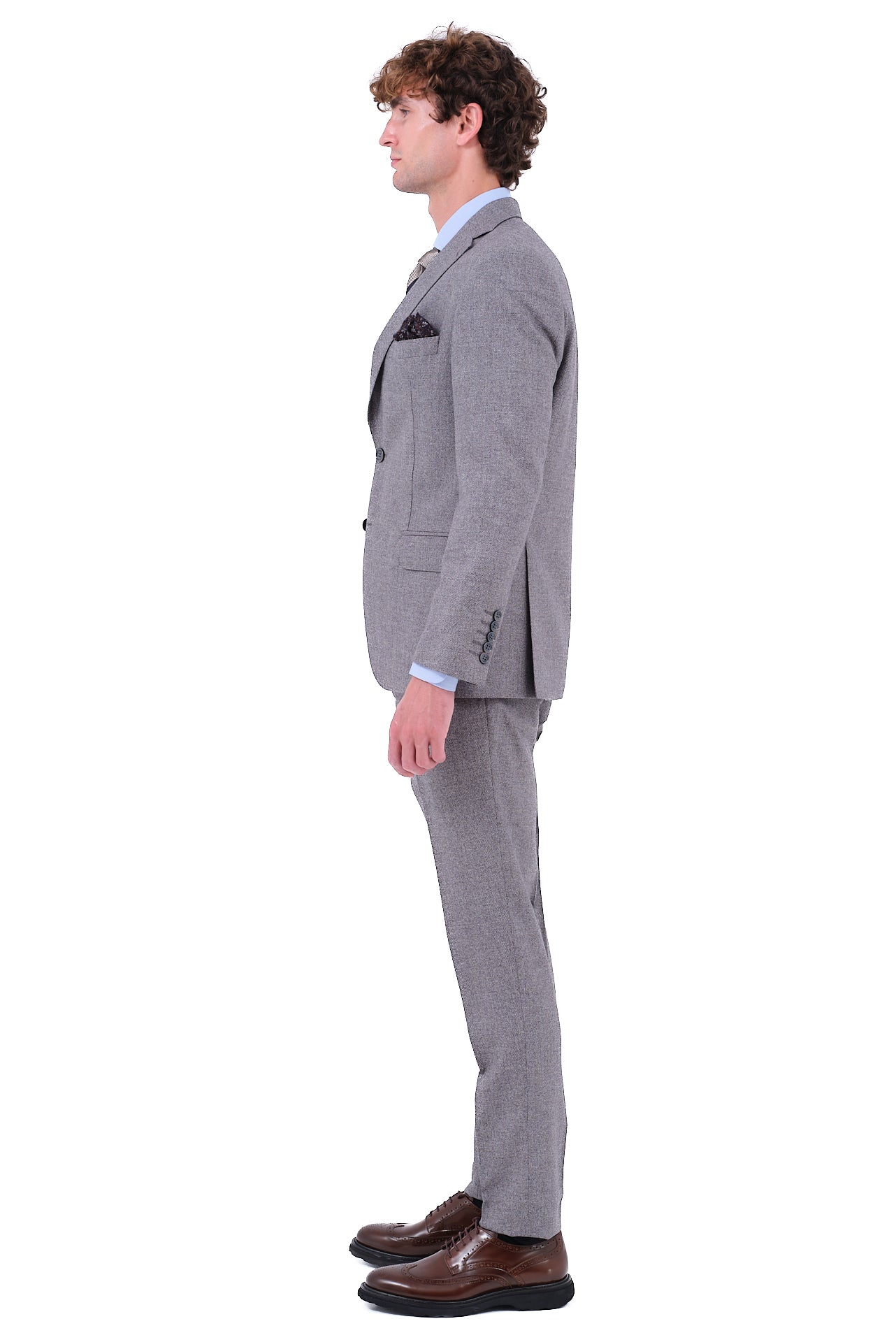 ΑΝΔΡΙΚΟ ΓΚΡΙ ΜΟΝΟΧΡΩΜΟ ΚΟΣΤΟΥΜΙ PORTOBELLO'S ΣΕ GUABELLO ΥΦΑΣΜΑ SLIM FIT