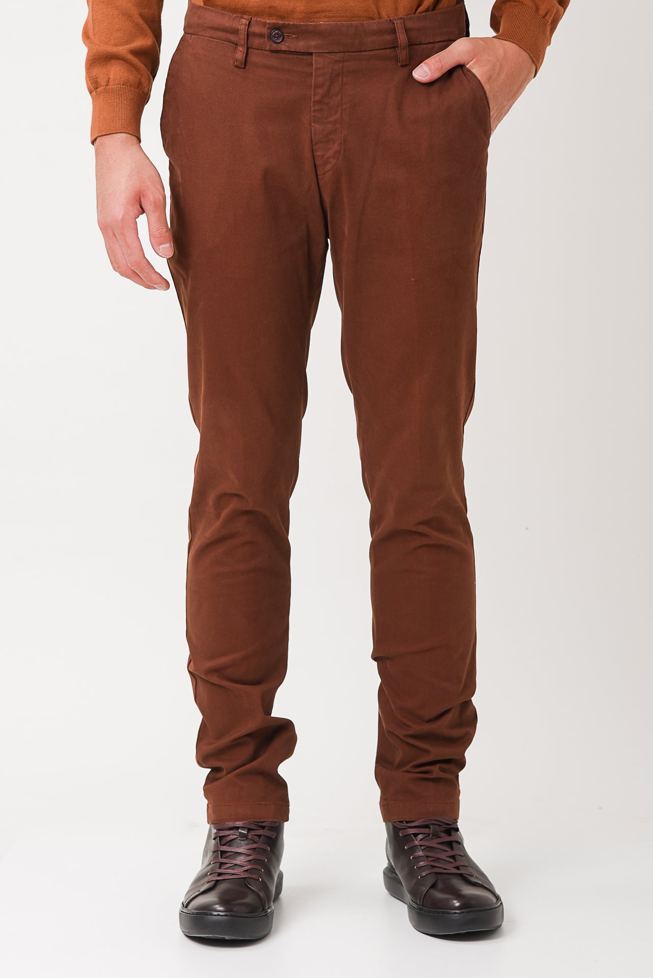 ΑΝΔΡΙΚΟ ΠΑΝΤΕΛΟΝΙ CHINOS PORTOBELLO'S ΣΕ ΚΕΡΑΜΙΔΙ ΧΡΩΜΑ SLIM FIT