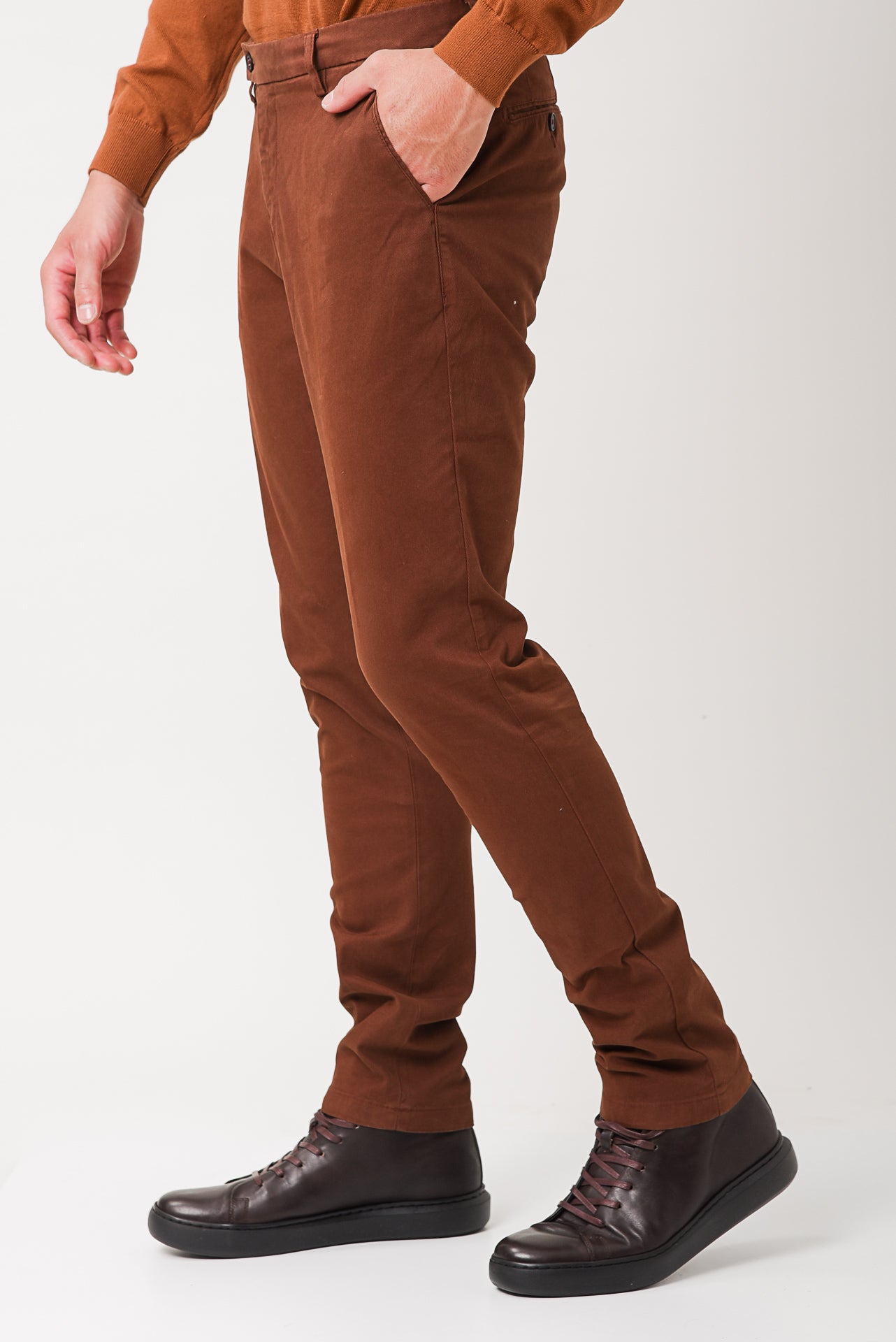 ΑΝΔΡΙΚΟ ΠΑΝΤΕΛΟΝΙ CHINOS PORTOBELLO'S ΣΕ ΚΕΡΑΜΙΔΙ ΧΡΩΜΑ SLIM FIT