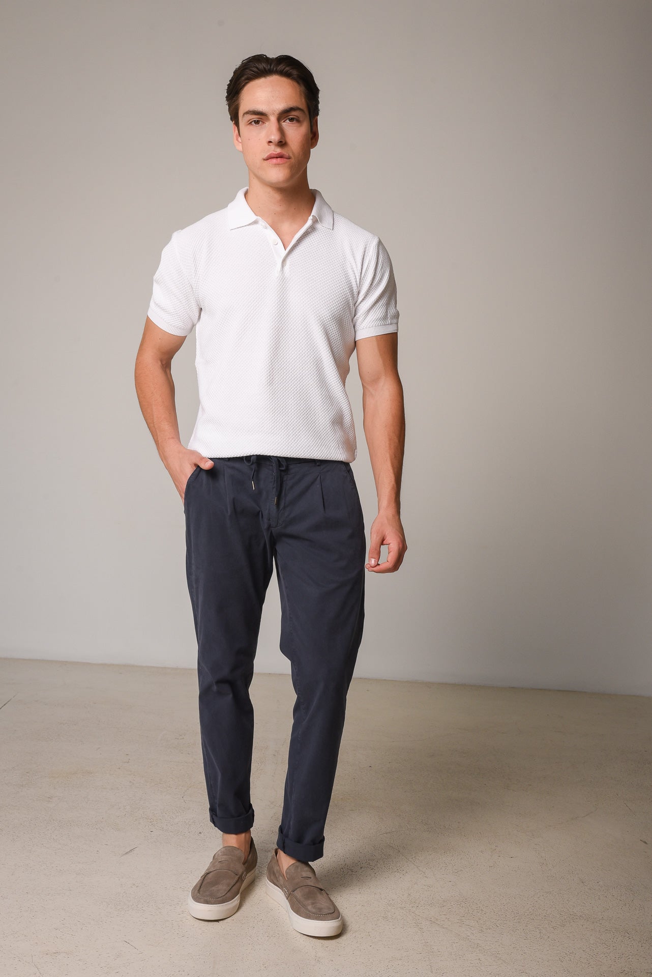 ΑΝΔΡΙΚΟ ΠΑΝΤΕΛΟΝΙ CHINOS PORTOBELLO'S ΜΕ ΚΟΡΔΟΝΙ ΚΑΙ ΠΙΕΤΕΣ ΣΕ ΜΠΛΕ ΧΡΩΜΑ REGULAR FIT