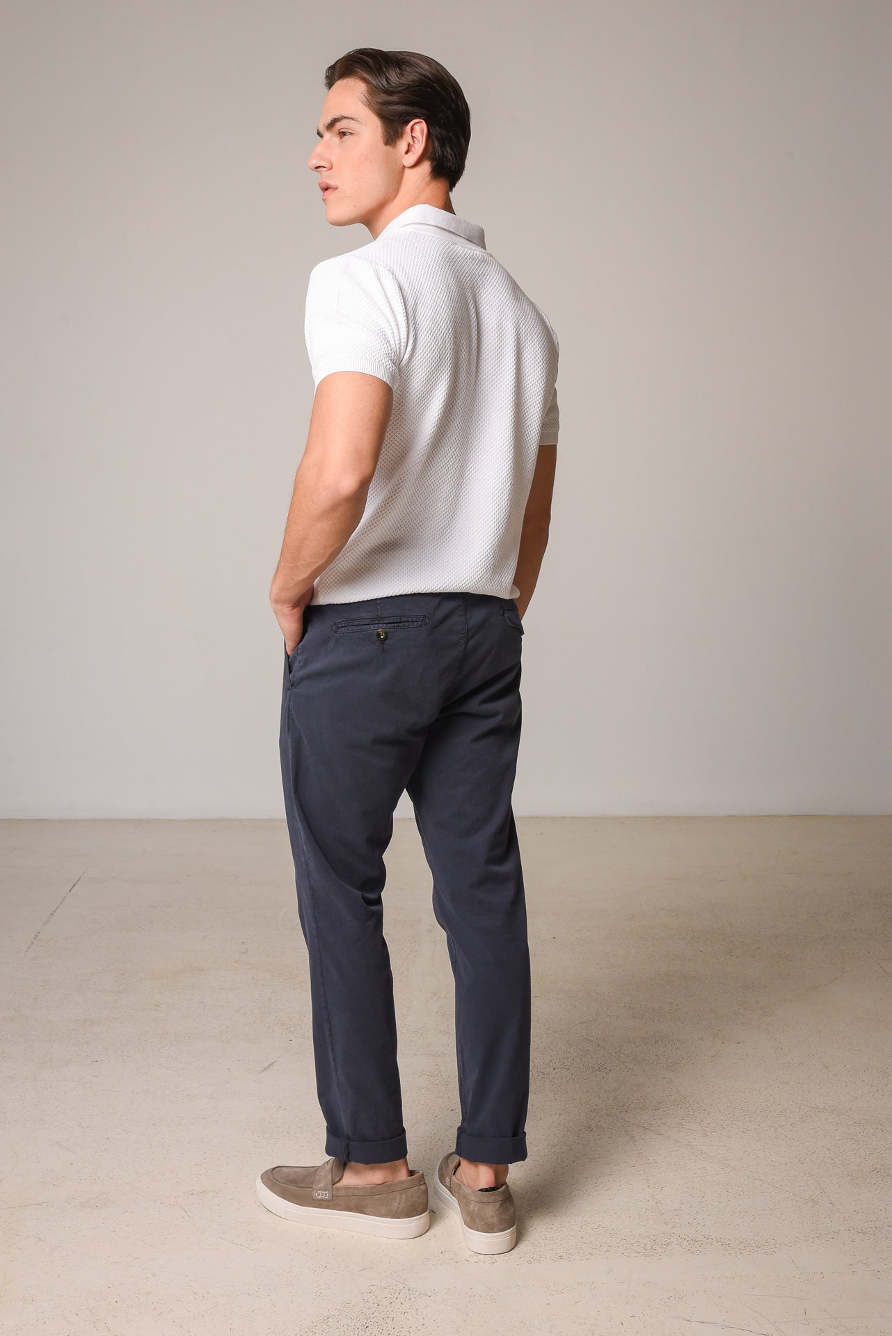 ΑΝΔΡΙΚΟ ΠΑΝΤΕΛΟΝΙ CHINOS PORTOBELLO'S ΜΕ ΚΟΡΔΟΝΙ ΚΑΙ ΠΙΕΤΕΣ ΣΕ ΜΠΛΕ ΧΡΩΜΑ REGULAR FIT