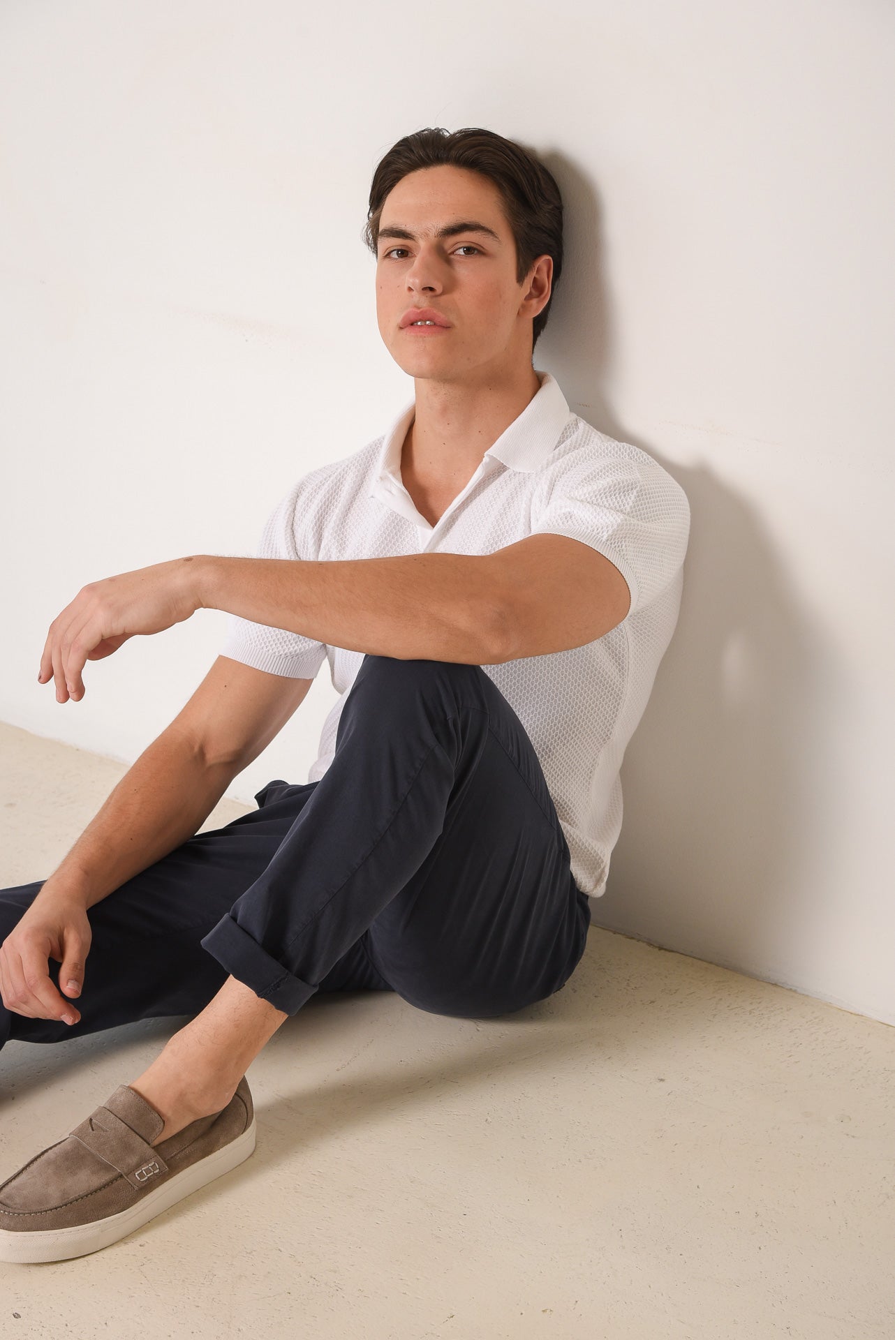 ΑΝΔΡΙΚΟ ΠΑΝΤΕΛΟΝΙ CHINOS PORTOBELLO'S ΜΕ ΚΟΡΔΟΝΙ ΚΑΙ ΠΙΕΤΕΣ ΣΕ ΜΠΛΕ ΧΡΩΜΑ REGULAR FIT