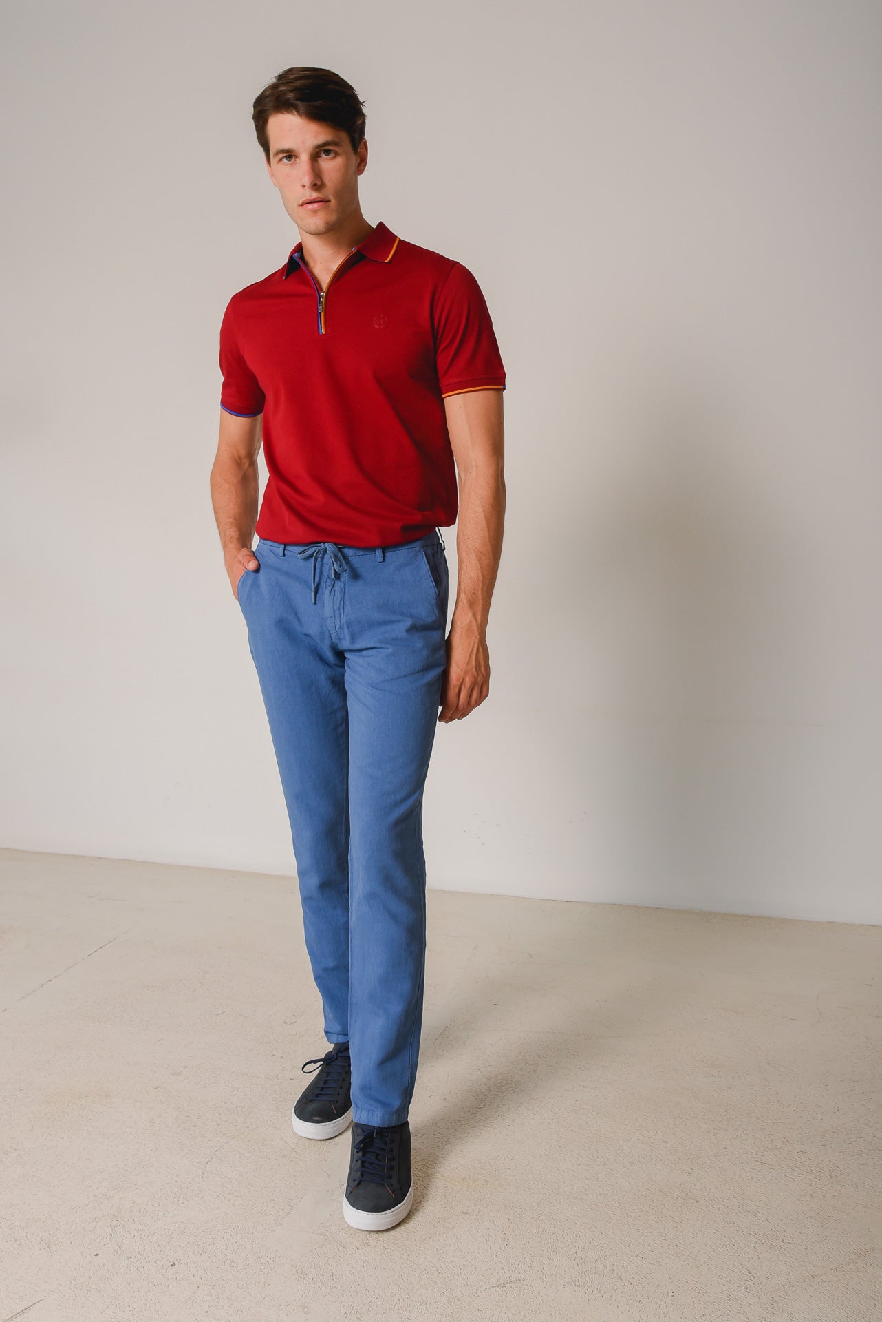 ΑΝΔΡΙΚΟ ΠΑΝΤΕΛΟΝΙ CHINOS PORTOBELLO'S ΜΕ ΚΟΡΔΟΝΙ DENIM ΑΠΟΧΡΩΣΗ REGULAR FIT