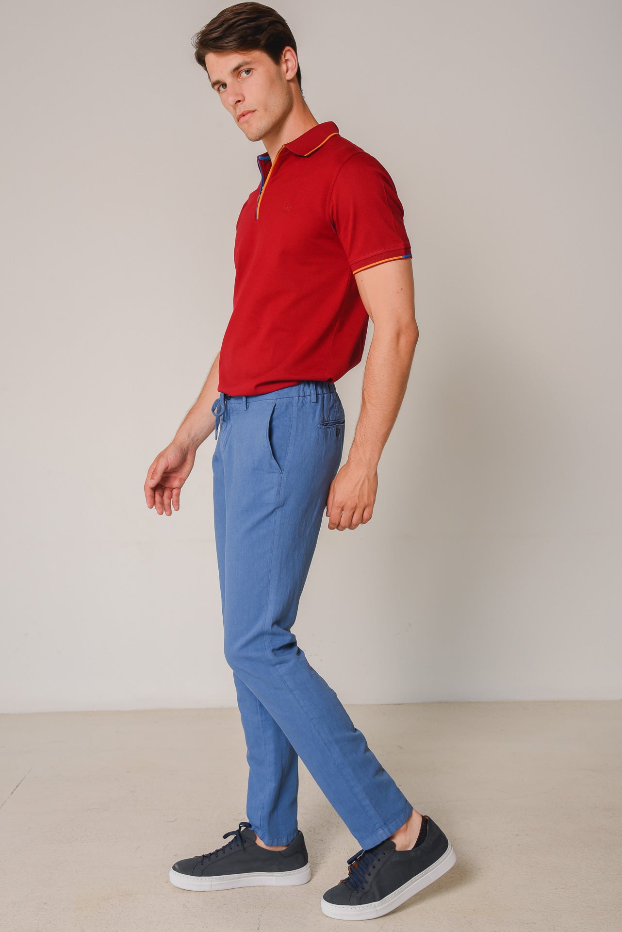 ΑΝΔΡΙΚΟ ΠΑΝΤΕΛΟΝΙ CHINOS PORTOBELLO'S ΜΕ ΚΟΡΔΟΝΙ DENIM ΑΠΟΧΡΩΣΗ REGULAR FIT