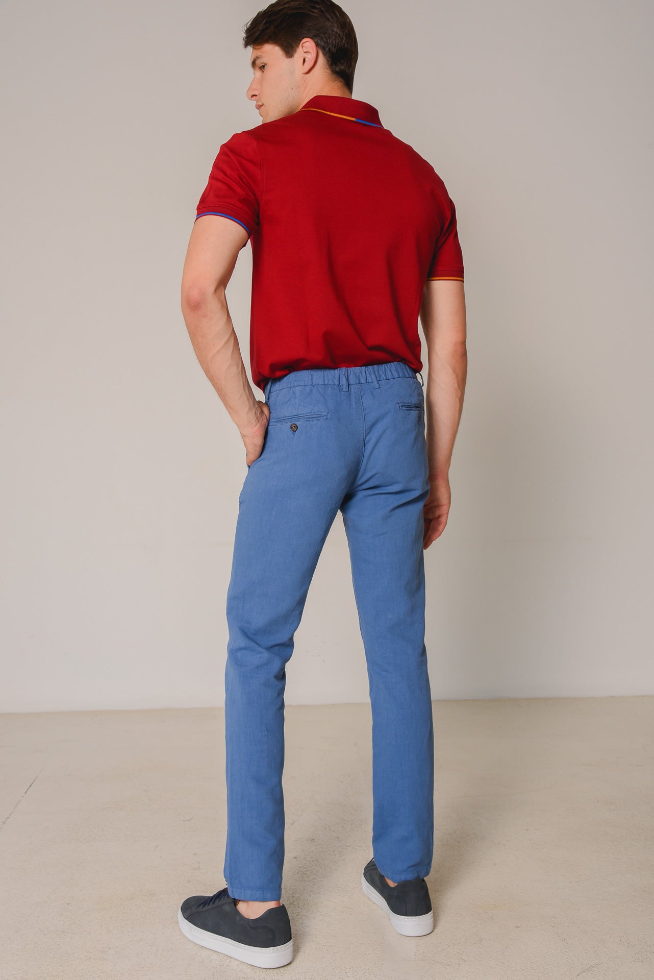 ΑΝΔΡΙΚΟ ΠΑΝΤΕΛΟΝΙ CHINOS PORTOBELLO'S ΜΕ ΚΟΡΔΟΝΙ DENIM ΑΠΟΧΡΩΣΗ REGULAR FIT