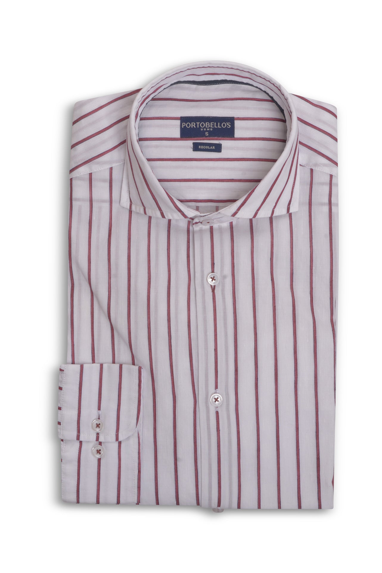 ΑΝΔΡΙΚΟ ΠΟΥΚΑΜΙΣΟ PORTOBELLO'S ΛΕΥΚΟ ΜΕ ΜΠΟΡΝΤΟ ΡΙΓΕΣ ΚΑΙ REX ΓΙΑΚΑ REGULAR FIT