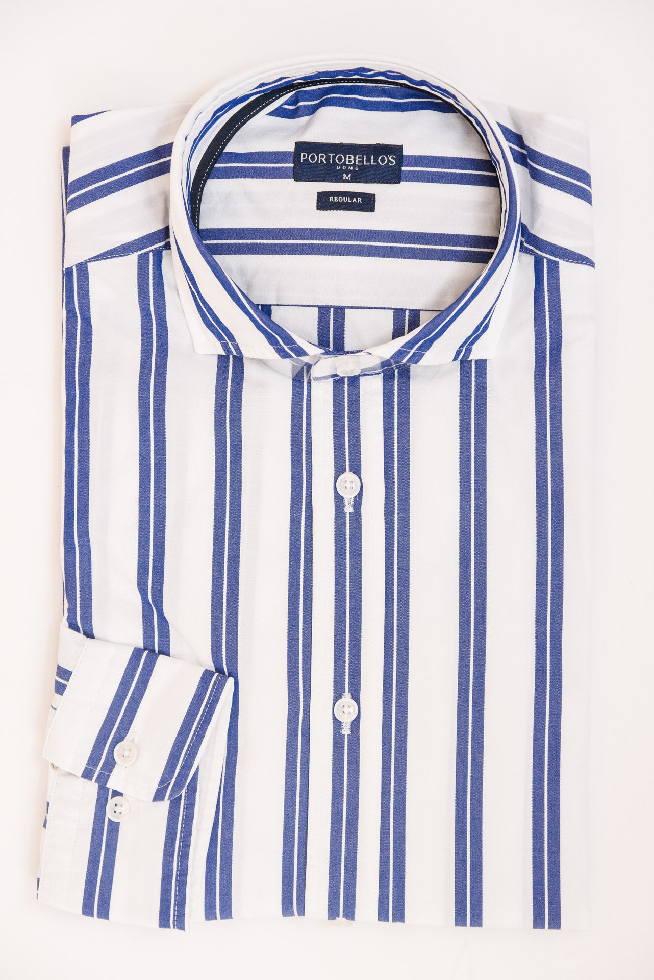 ΑΝΔΡΙΚΟ ΠΟΥΚΑΜΙΣΟ ΜΕ REX ΓΙΑΚΑ PORTOBELLO'S ΜΠΛΕ ΜΕΣΑΙΟ ΡΙΓΕ ΜΕ ΜΠΛΕ ΡΙΓΕΣ REGULAR FIT