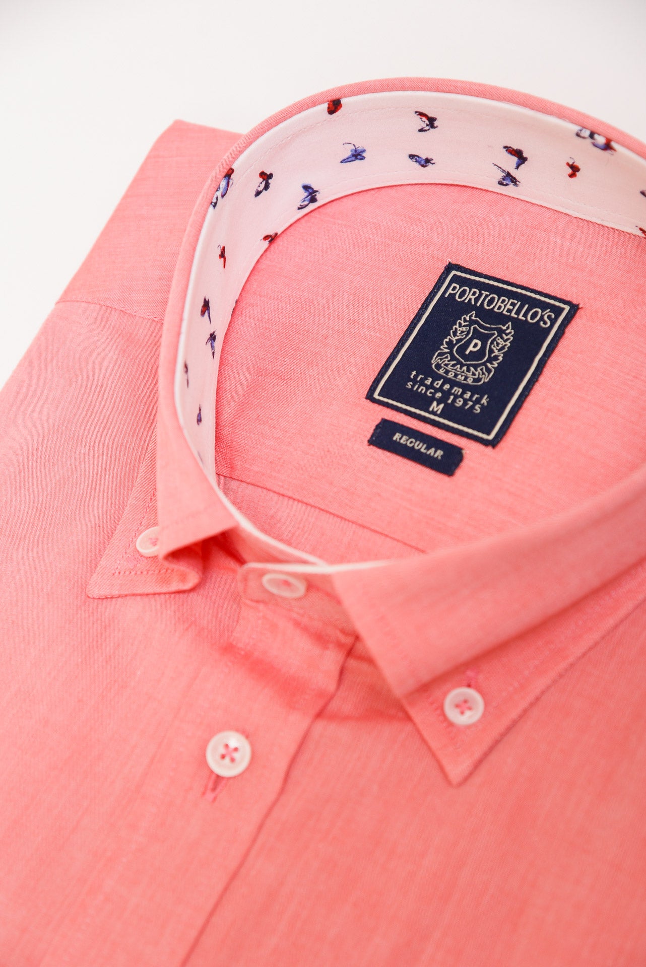 ΑΝΔΡΙΚΟ ΠΟΥΚΑΜΙΣΟ ΜΕ BUTTON DOWN ΓΙΑΚΑ PORTOBELLO'S ΠΟΡΤΟΚΑΛΙ ΜΕ ΜΙΚΡΟΣΧΕΔΙΟ ΠΕΤΑΛΟΥΔΕΣ