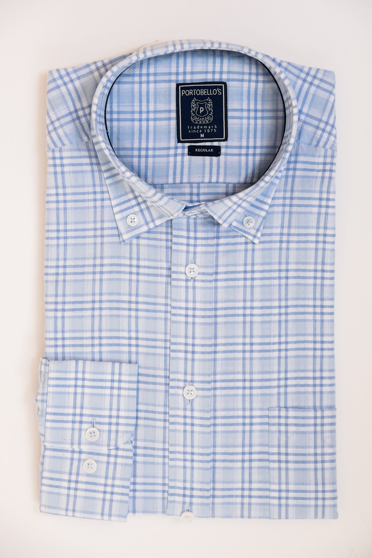 ΑΝΔΡΙΚΟ ΠΟΥΚΑΜΙΣΟ ΜΕ BUTTON DOWN ΓΙΑΚΑ PORTOBELLO'S ΣΙΕΛ ΚΑΡΟ ΣΧΕΔΙΟ REGULAR FIT