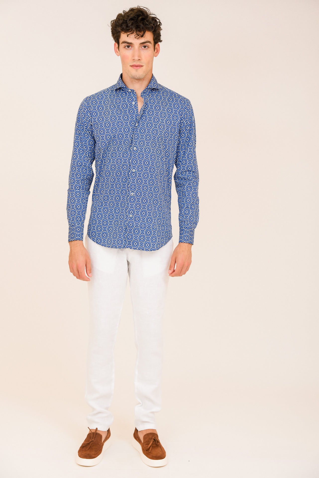 ΑΝΔΡΙΚΟ ΠΟΥΚΑΜΙΣΟ ΜΕ REX ΓΙΑΚΑ PORTOBELLO'S ΜΠΛΕ ΜΕ ΕΝΤΟΝΟ ΣΧΕΔΙΟ SLIM FIT