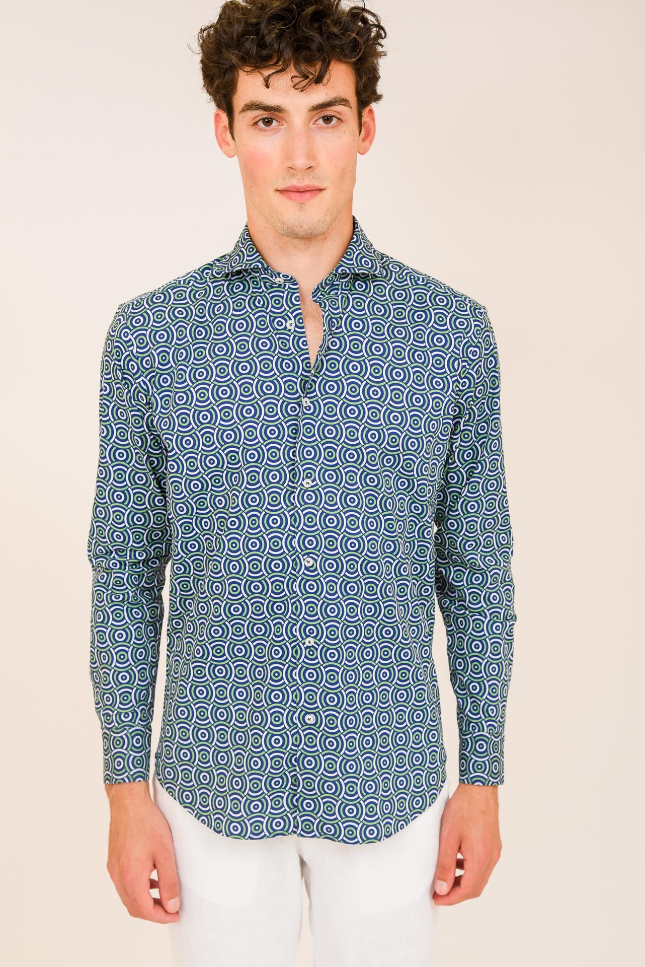 ΑΝΔΡΙΚΟ ΠΟΥΚΑΜΙΣΟ ΜΕ REX ΓΙΑΚΑ PORTOBELLO'S ΠΡΑΣΙΝΟ ΜΕ ΕΝΤΟΝΟ ΣΧΕΔΙΟ SLIM FIT