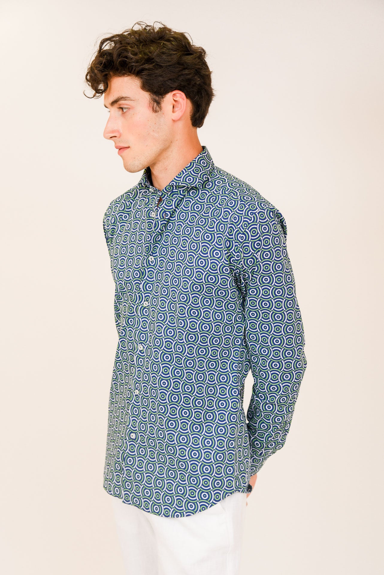 ΑΝΔΡΙΚΟ ΠΟΥΚΑΜΙΣΟ ΜΕ REX ΓΙΑΚΑ PORTOBELLO'S ΠΡΑΣΙΝΟ ΜΕ ΕΝΤΟΝΟ ΣΧΕΔΙΟ SLIM FIT