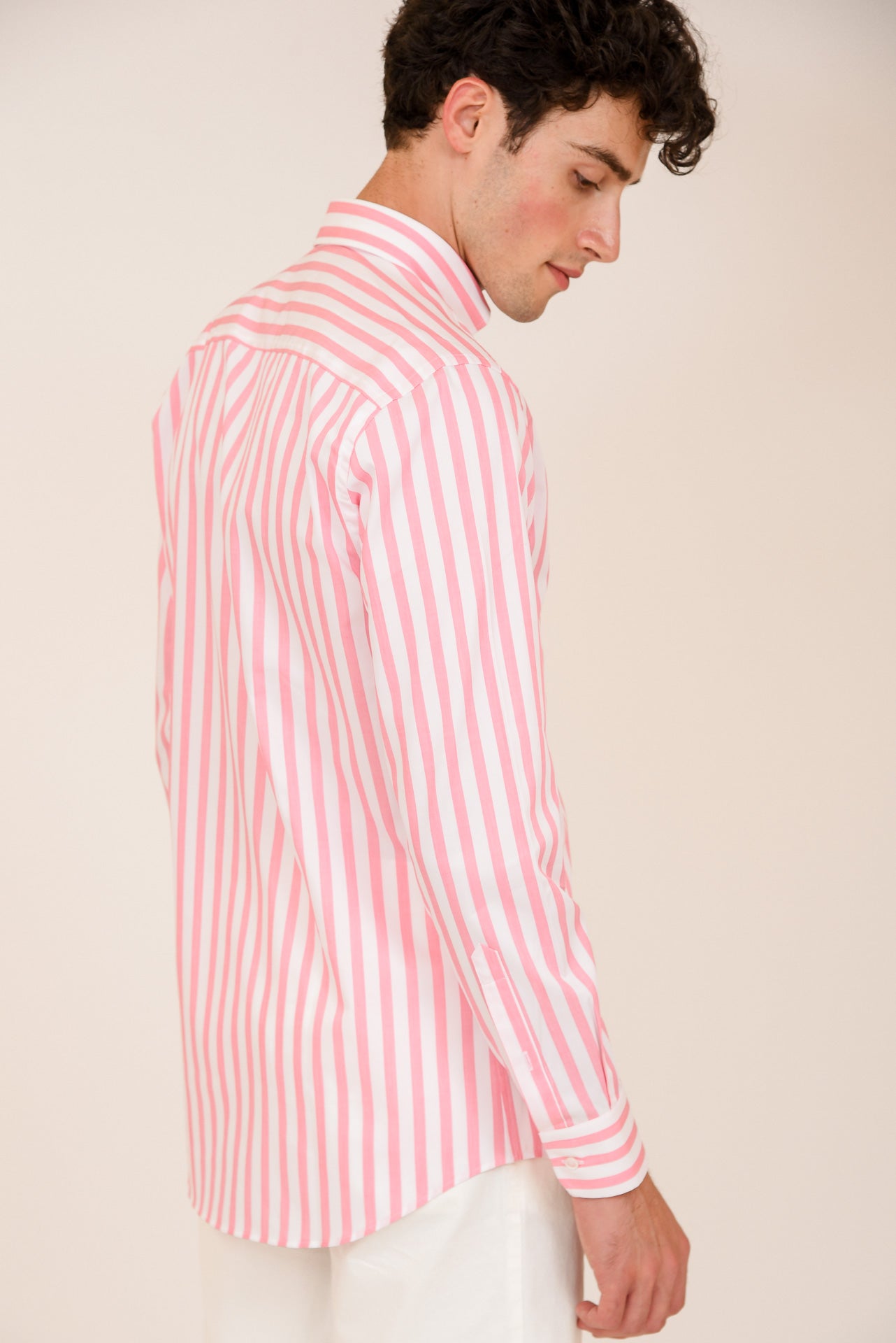 ΑΝΔΡΙΚΟ ΠΟΥΚΑΜΙΣΟ ΜΕ BUTTON DOWN ΓΙΑΚΑ PORTOBELLO'S ΡΟΖ ΜΕ ΛΕΥΚΕΣ ΡΙΓΕΣ REGULAR FIT