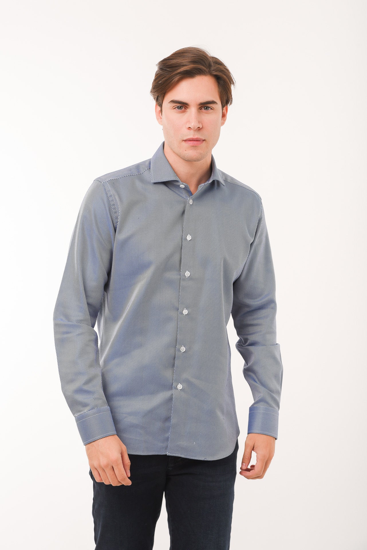 ΑΝΔΡΙΚΟ ΠΟΥΚΑΜΙΣΟ PORTOBELLO'S ΣΕ ΜΠΛΕ INDIGO ΑΠΟΧΡΩΣΗ ΚΑΙ REX ΓΙΑΚΑ