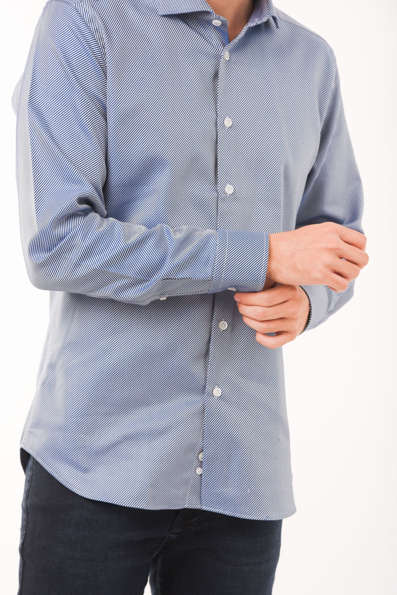 ΑΝΔΡΙΚΟ ΠΟΥΚΑΜΙΣΟ PORTOBELLO'S ΣΕ ΜΠΛΕ INDIGO ΑΠΟΧΡΩΣΗ ΚΑΙ REX ΓΙΑΚΑ