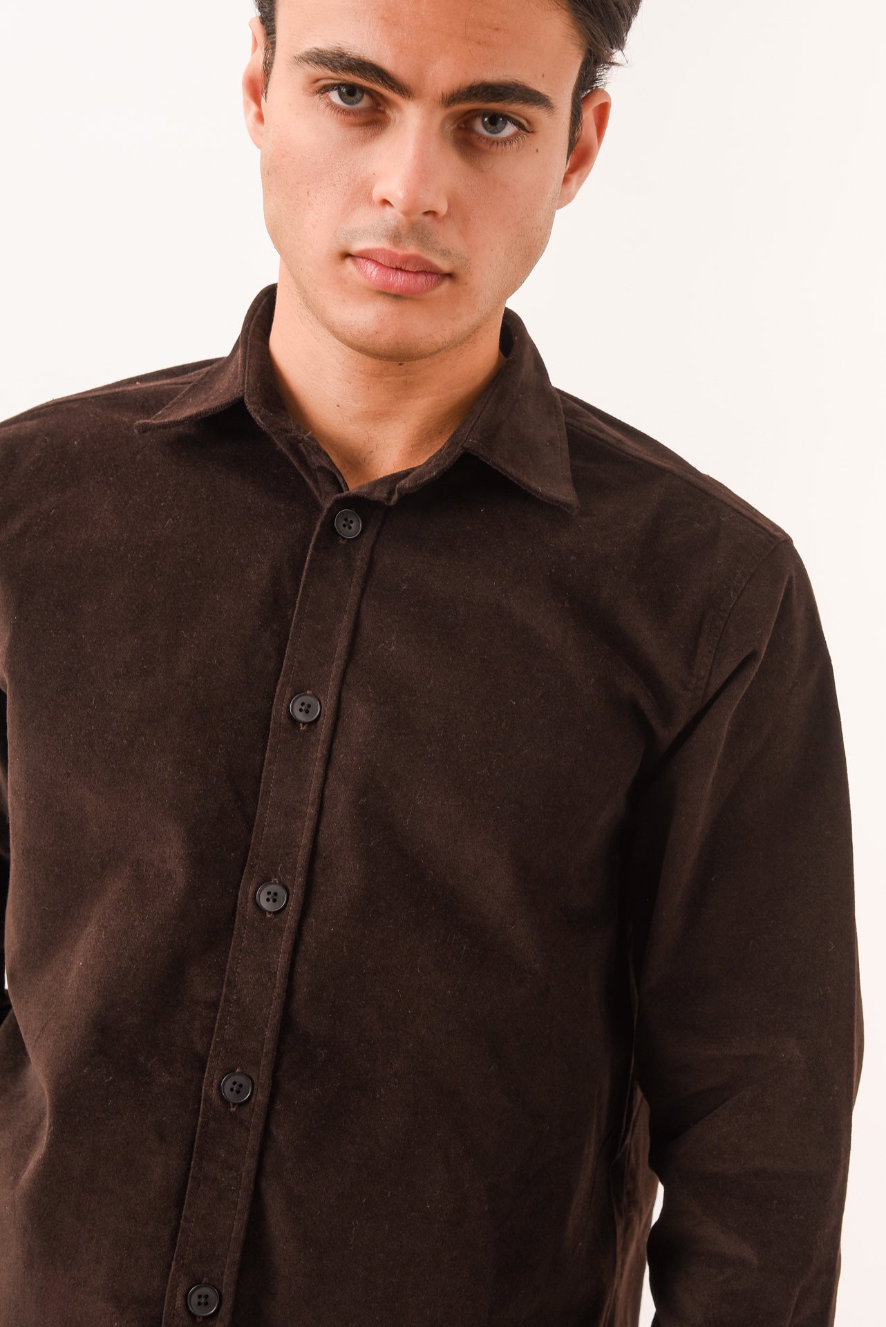 ΑΝΔΡΙΚΟ OVERSHIRT LES GENT'S ΚΑΦΕ ΜΟΝΟΧΡΩΜΟ