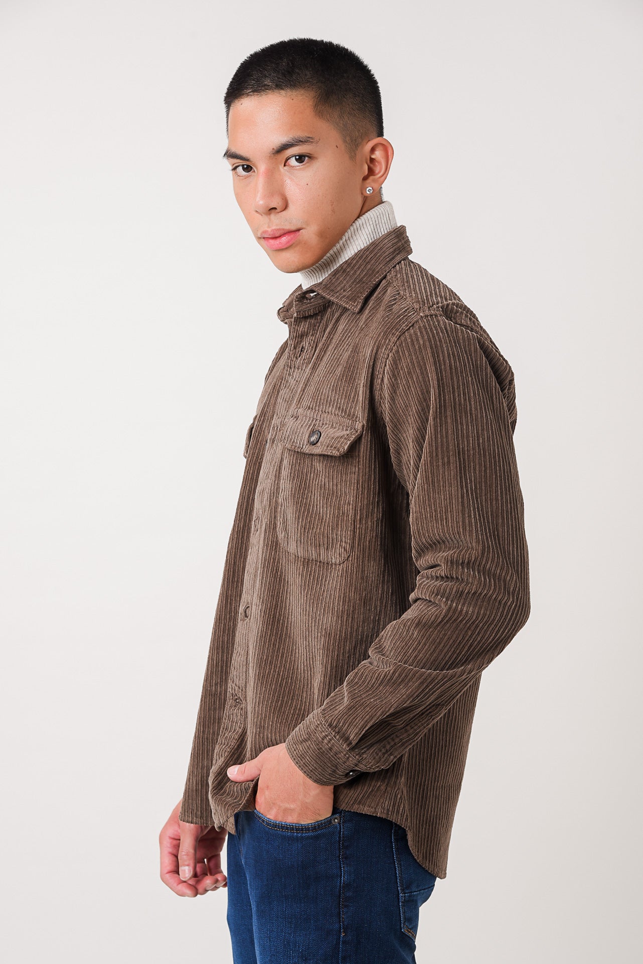 ΑΝΔΡΙΚΟ ΚΟΤΛΕ OVERSHIRT PORTOBELLO'S ΣΕ ΚΑΦΕ ΧΡΩΜΑ