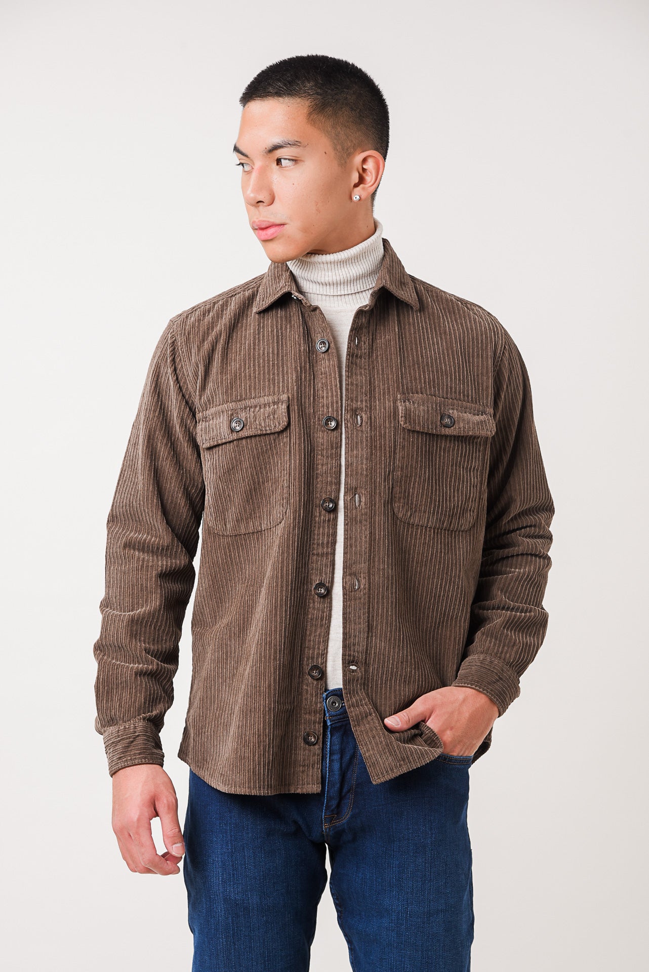 ΑΝΔΡΙΚΟ ΚΟΤΛΕ OVERSHIRT PORTOBELLO'S ΣΕ ΚΑΦΕ ΧΡΩΜΑ