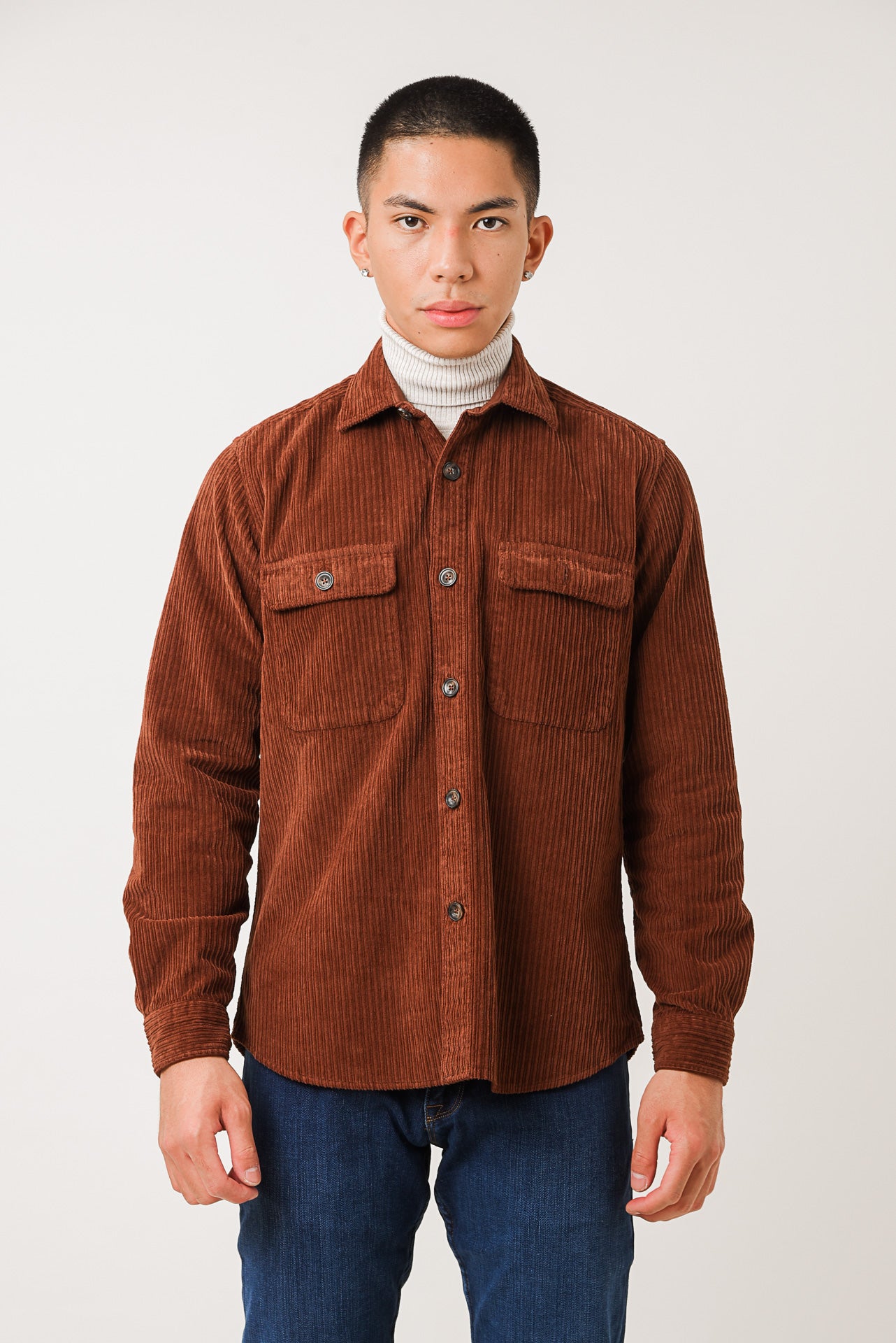 ΑΝΔΡΙΚΟ ΚΟΤΛΕ OVERSHIRT PORTOBELLO'S ΣΕ ΧΡΩΜΑ ΚΕΡΑΜΙΔΙ