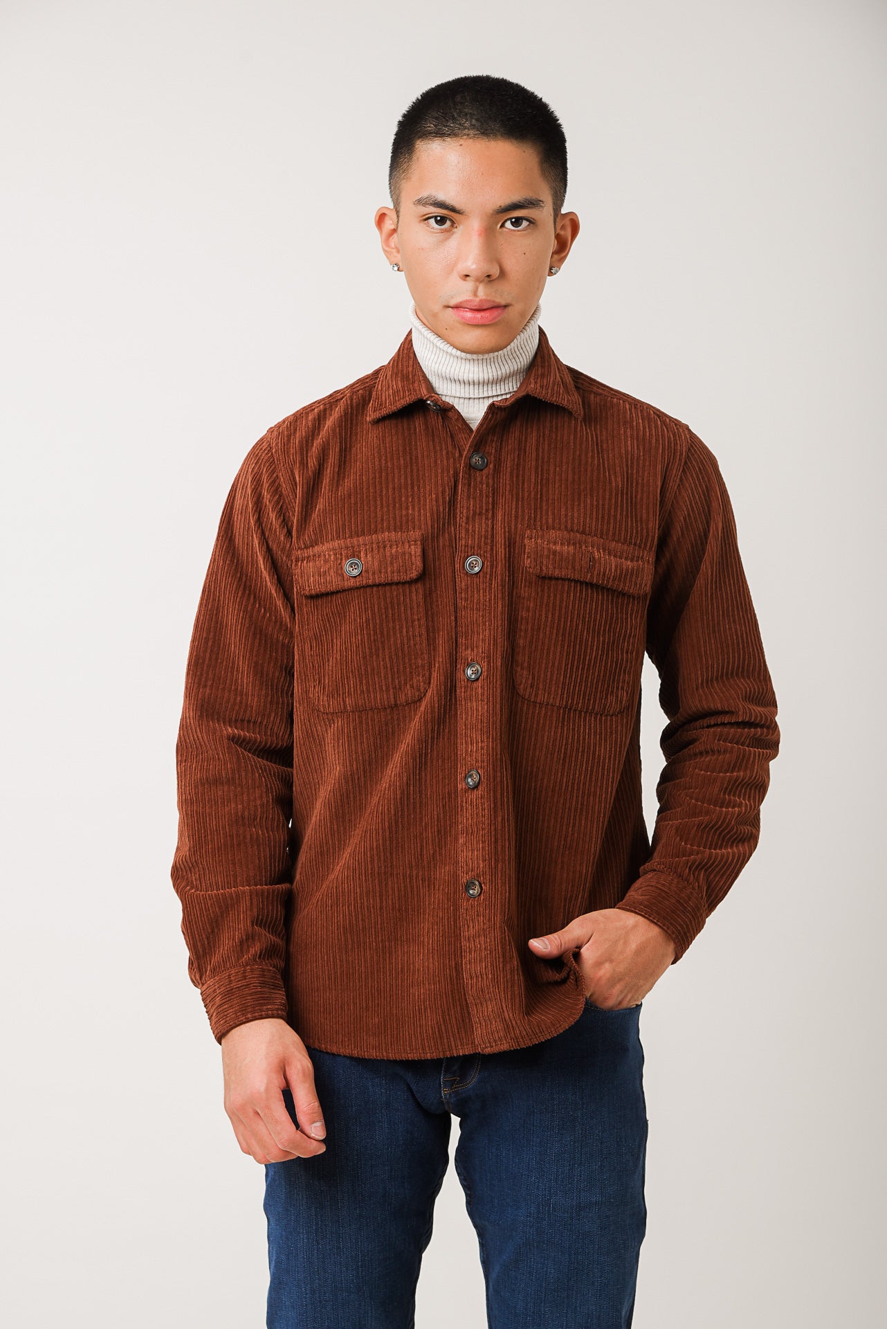 ΑΝΔΡΙΚΟ ΚΟΤΛΕ OVERSHIRT PORTOBELLO'S ΣΕ ΧΡΩΜΑ ΚΕΡΑΜΙΔΙ