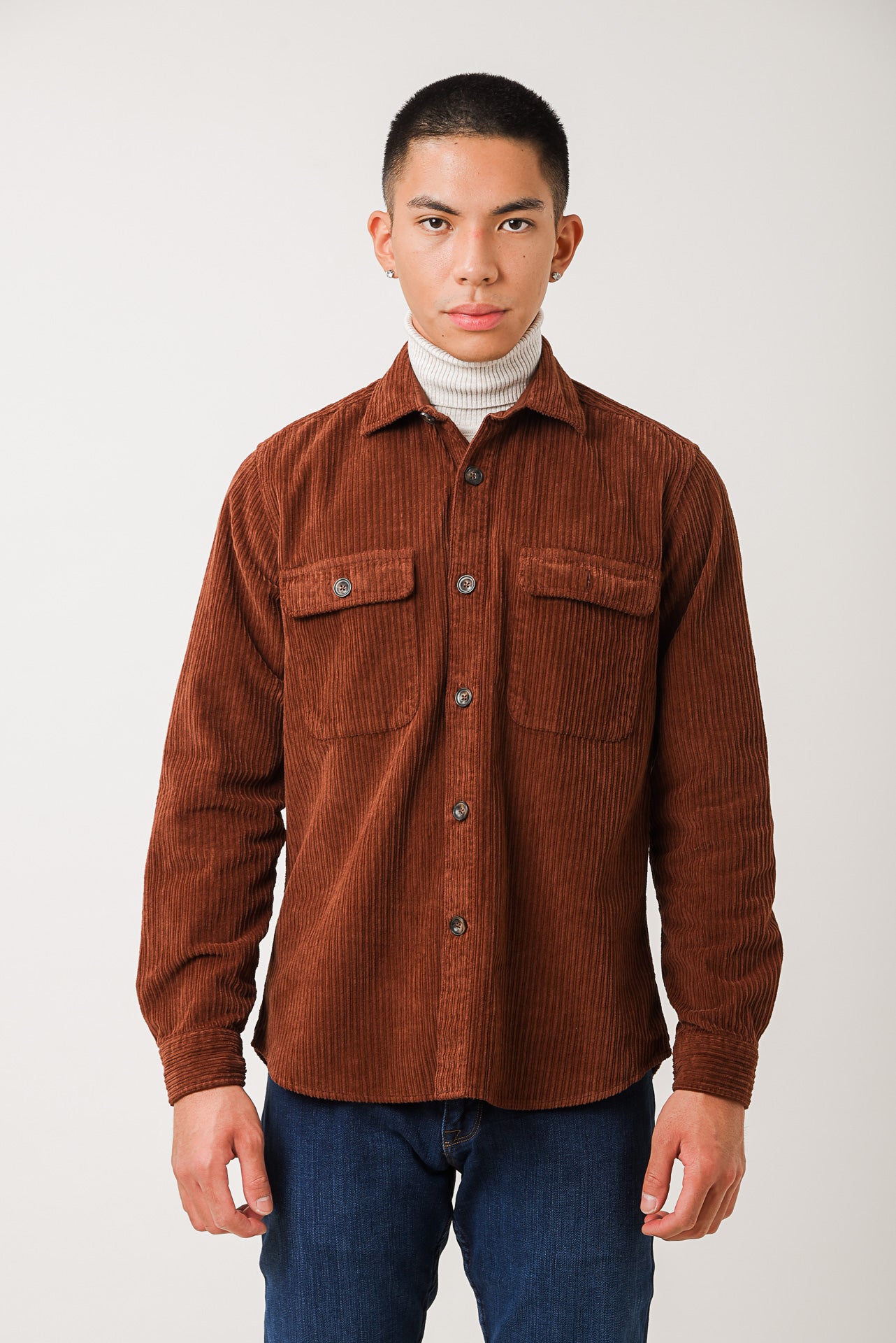 ΑΝΔΡΙΚΟ ΚΟΤΛΕ OVERSHIRT PORTOBELLO'S ΣΕ ΧΡΩΜΑ ΚΕΡΑΜΙΔΙ