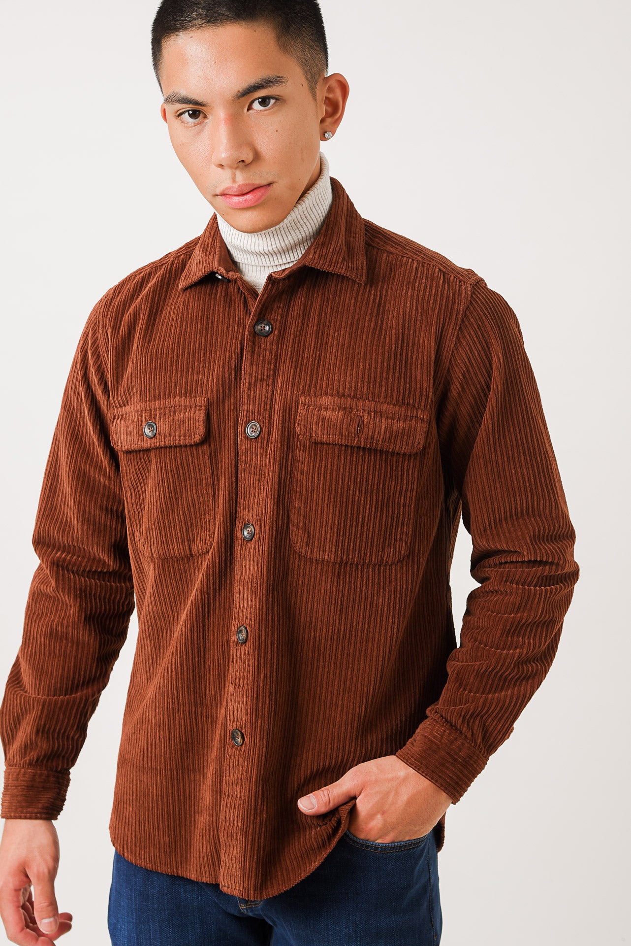 ΑΝΔΡΙΚΟ ΚΟΤΛΕ OVERSHIRT PORTOBELLO'S ΣΕ ΧΡΩΜΑ ΚΕΡΑΜΙΔΙ