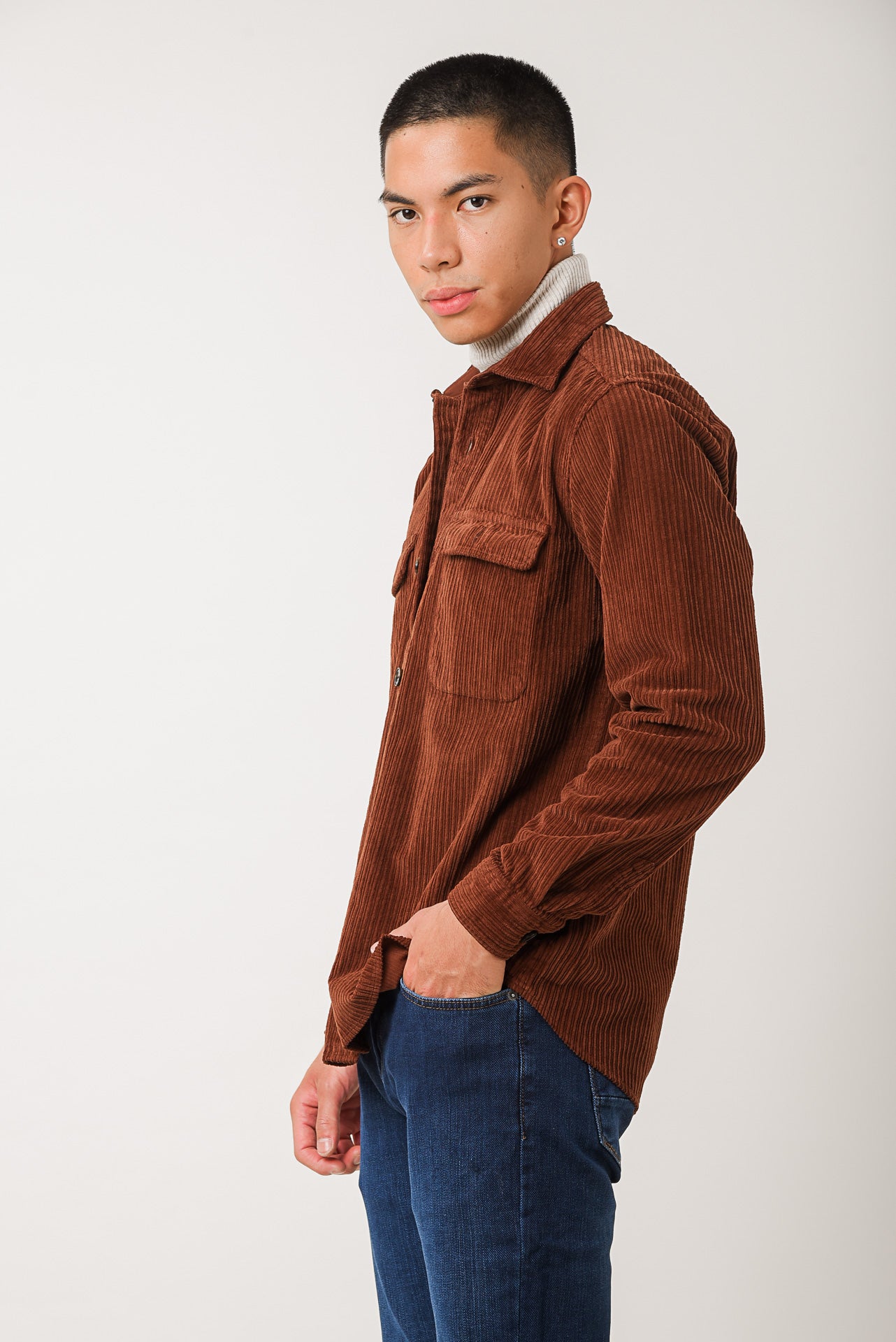 ΑΝΔΡΙΚΟ ΚΟΤΛΕ OVERSHIRT PORTOBELLO'S ΣΕ ΧΡΩΜΑ ΚΕΡΑΜΙΔΙ