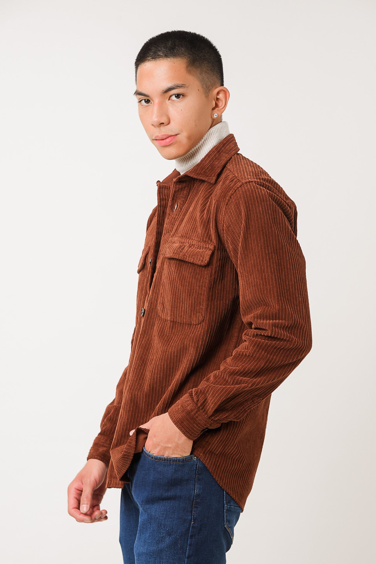 ΑΝΔΡΙΚΟ ΚΟΤΛΕ OVERSHIRT PORTOBELLO'S ΣΕ ΧΡΩΜΑ ΚΕΡΑΜΙΔΙ