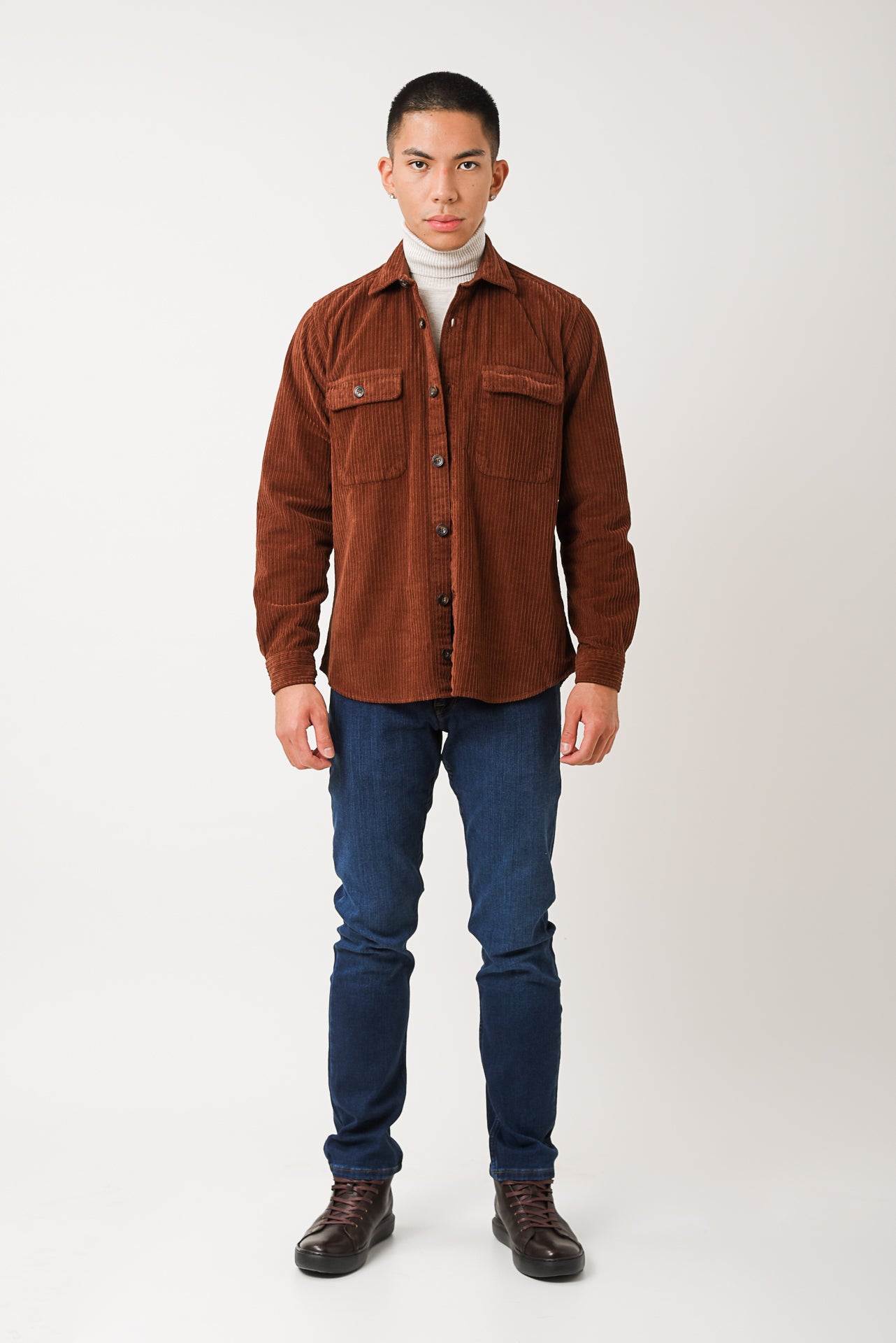 ΑΝΔΡΙΚΟ ΚΟΤΛΕ OVERSHIRT PORTOBELLO'S ΣΕ ΧΡΩΜΑ ΚΕΡΑΜΙΔΙ