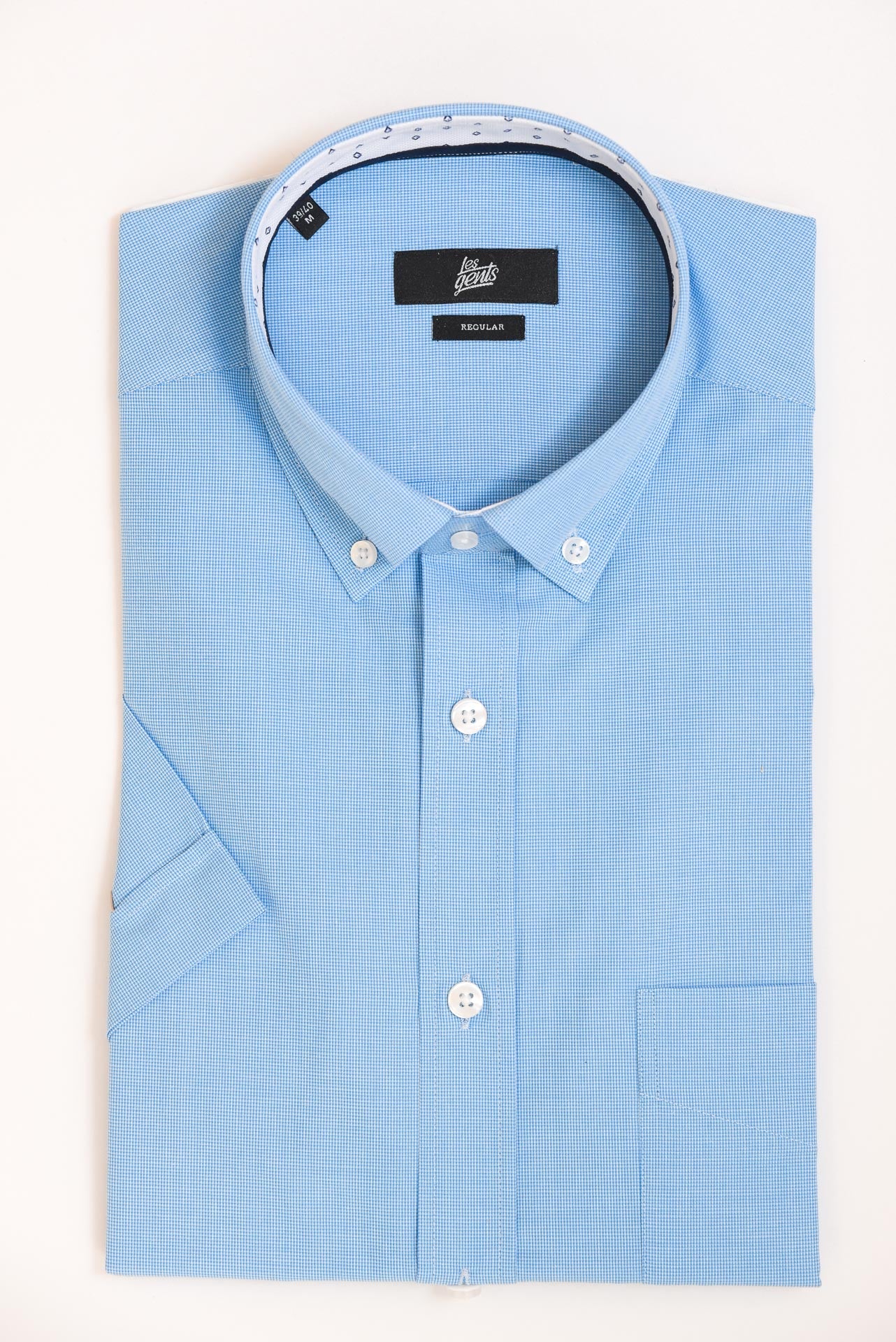 ΑΝΔΡΙΚΟ ΚΟΝΤΟΜΑΝΙΚΟ ΠΟΥΚΑΜΙΣΟ ΜΕ BUTTON DOWN ΓΙΑΚΑ LES GENT'S AQUA ΜΕ ΜΙΚΡΟΣΧΕΔΙΟ