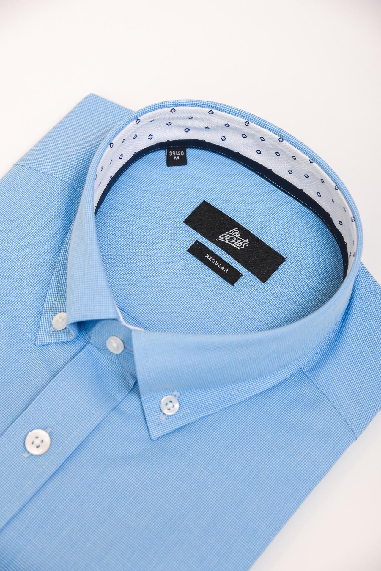 ΑΝΔΡΙΚΟ ΚΟΝΤΟΜΑΝΙΚΟ ΠΟΥΚΑΜΙΣΟ ΜΕ BUTTON DOWN ΓΙΑΚΑ LES GENT'S AQUA ΜΕ ΜΙΚΡΟΣΧΕΔΙΟ