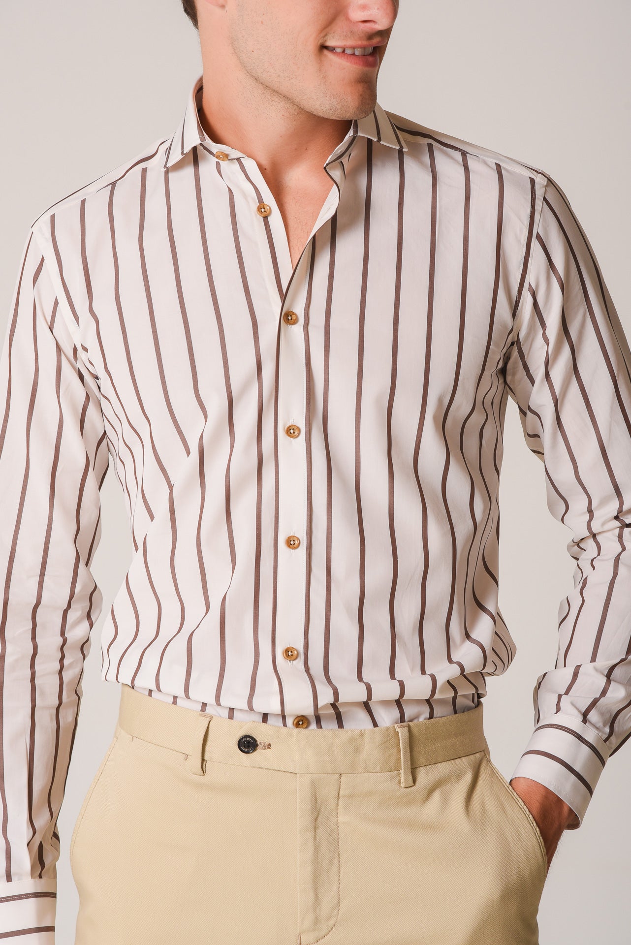 ΑΝΔΡΙΚΟ ΠΟΥΚΑΜΙΣΟ ΜΕ REX ΓΙΑΚΑ PORTOBELLO'S ΕΚΡΟΥ ΜΕ ΚΑΦΕ ΡΙΓΕΣ